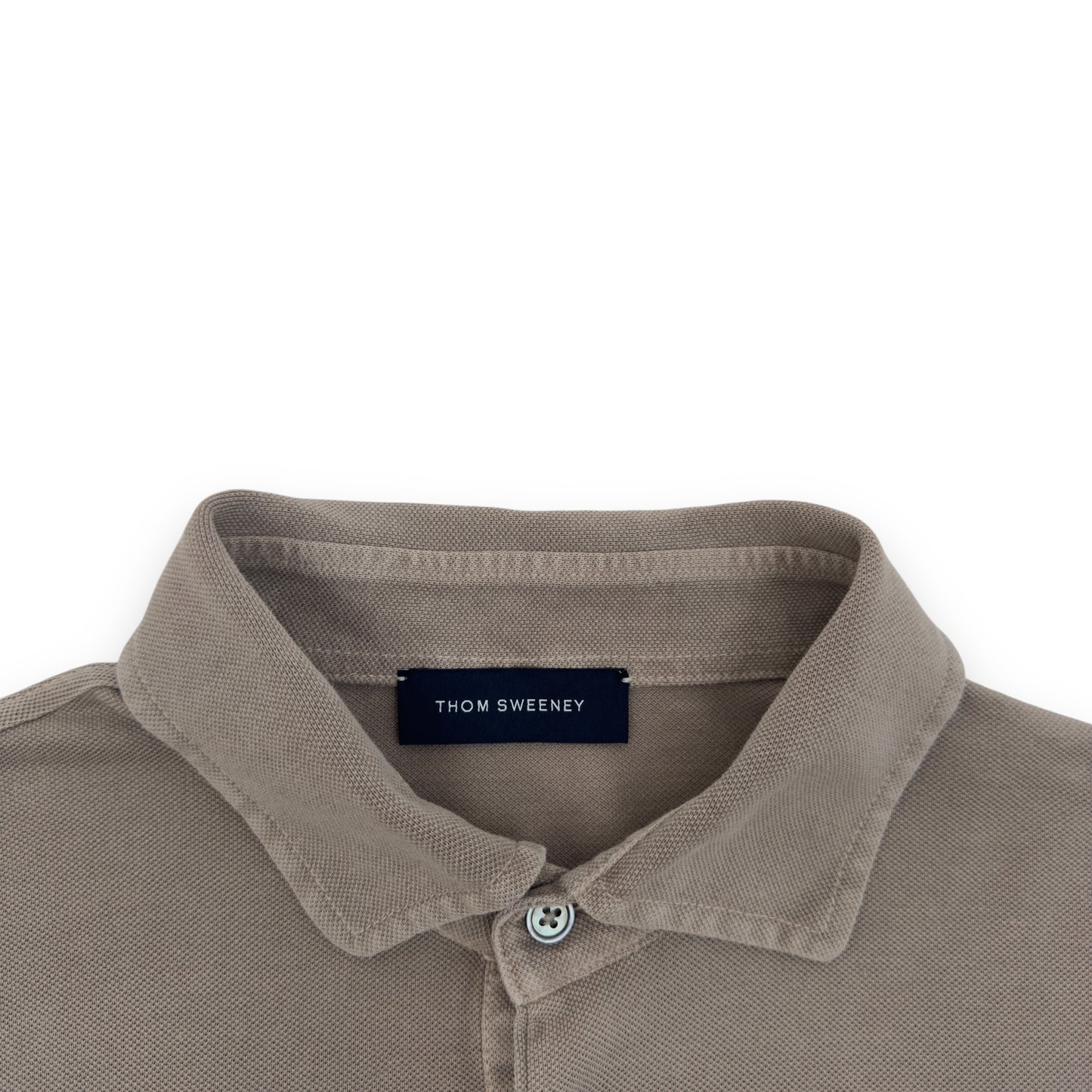 THOM SWEENEY LONG SLEEVE POLO SHIRT TAUPE L
