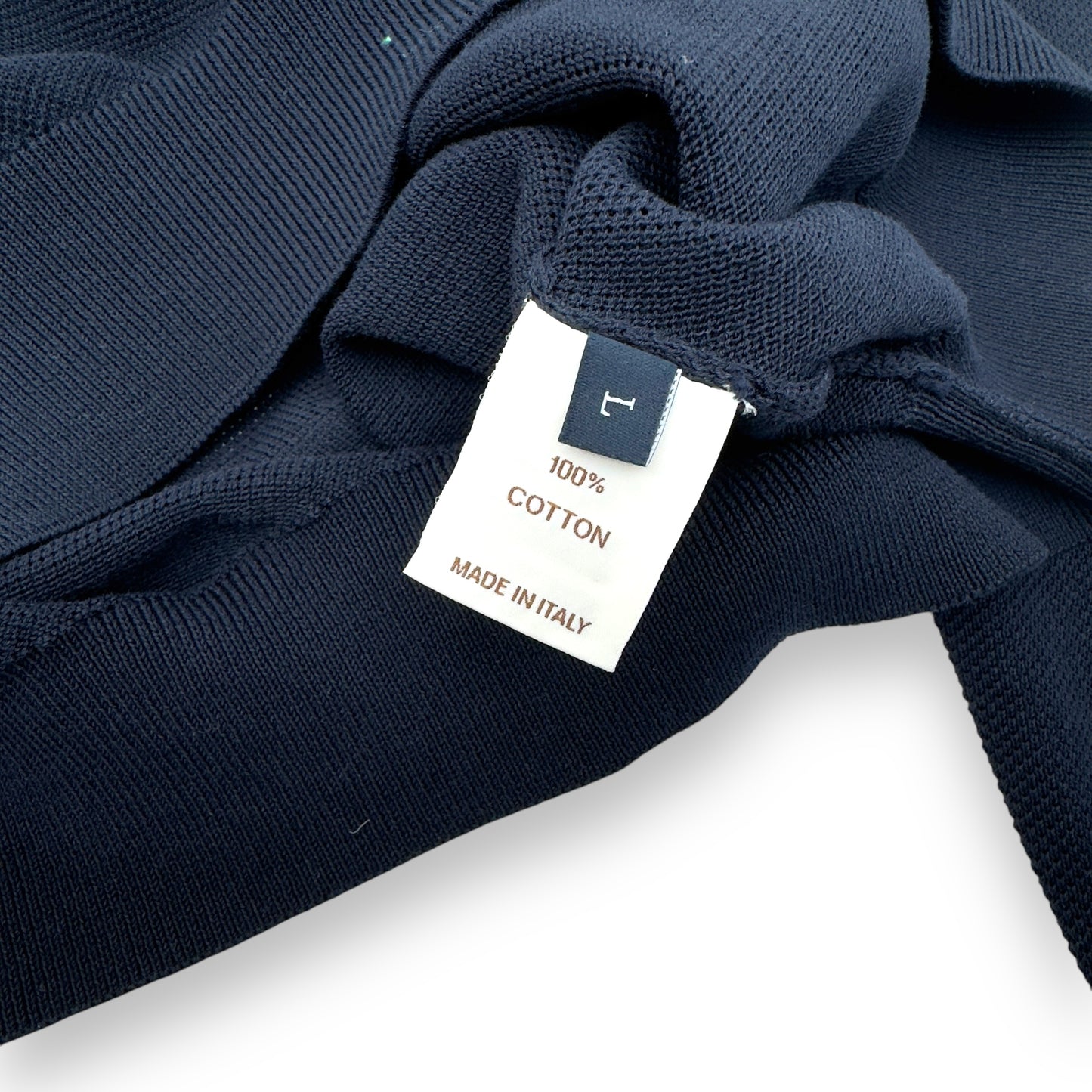 THOM SWEENEY COTTON LONG SLEEVE POLO SHIRT NAVY BLUE L