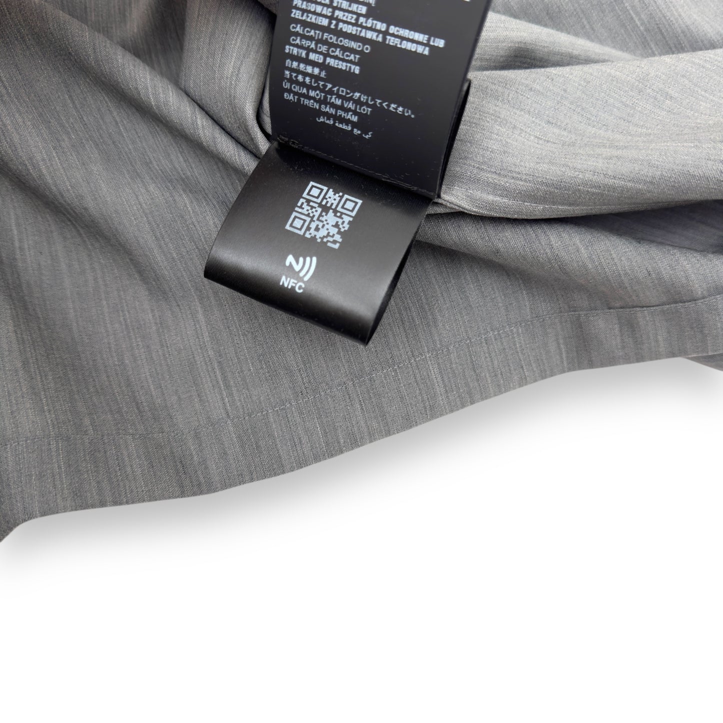 PRADA TRIANGLE-LOGO ZIP-UP SHIRT GREY XL