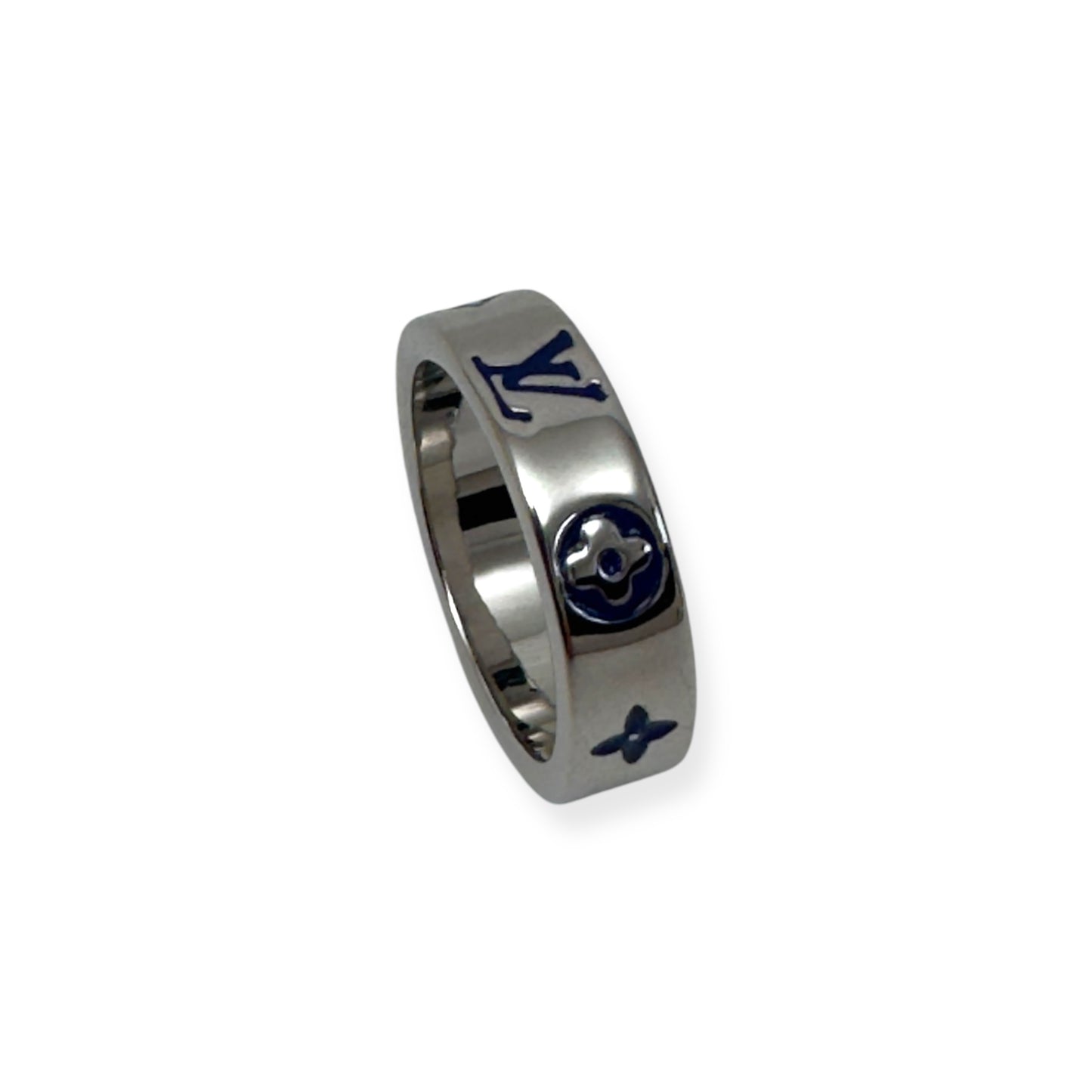 LOUIS VUITTON LV MOSAIC THIN RING SILVER / BLUE L
