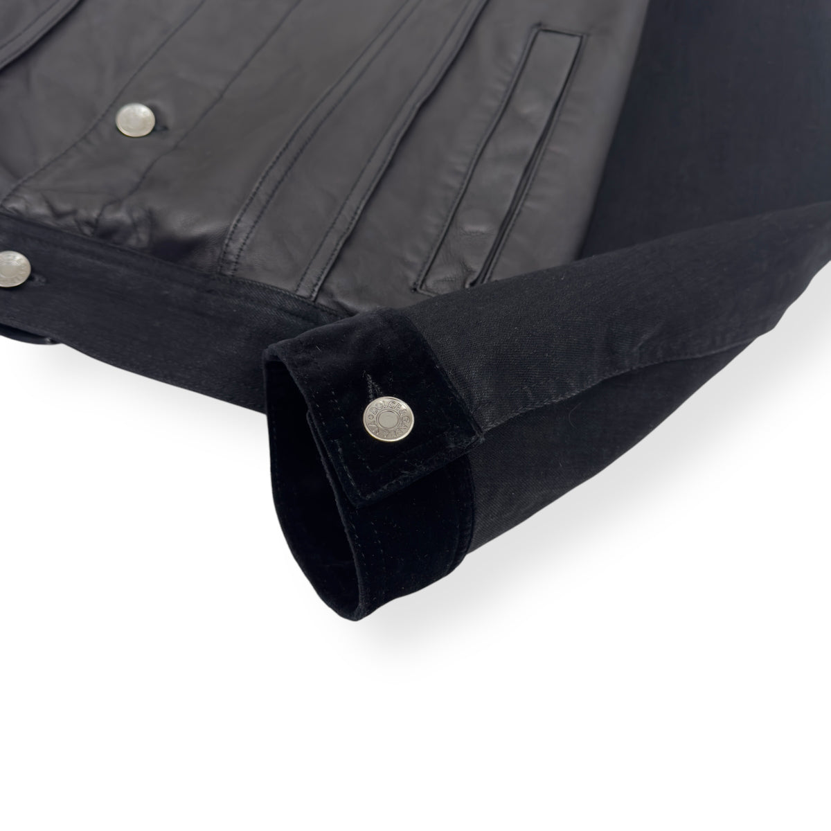 DOLCE & GABBANA LEATHER / DENIM SLIM FIT JACKET BLACK 46 / XS