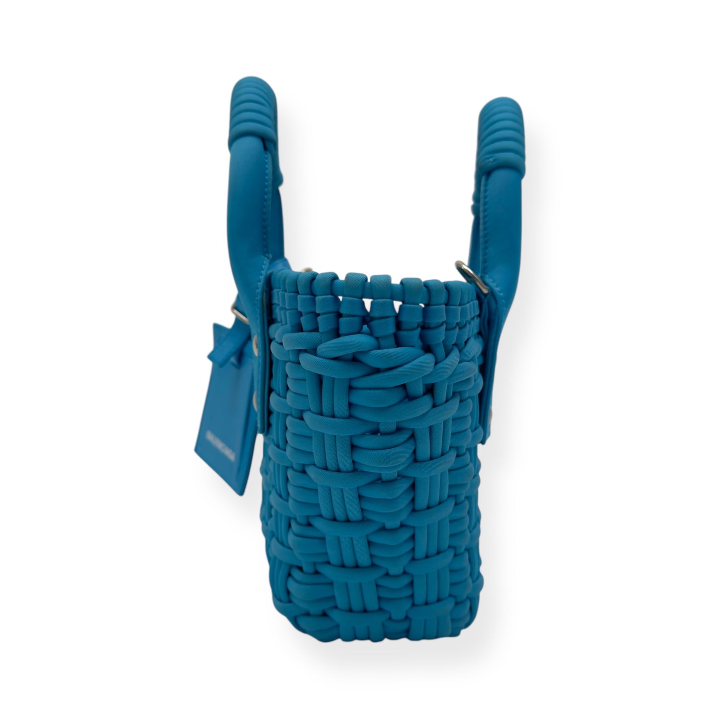 BALENCIAGA BISTRO RECYCLED NYLON BASKET BAG BLUE XXS