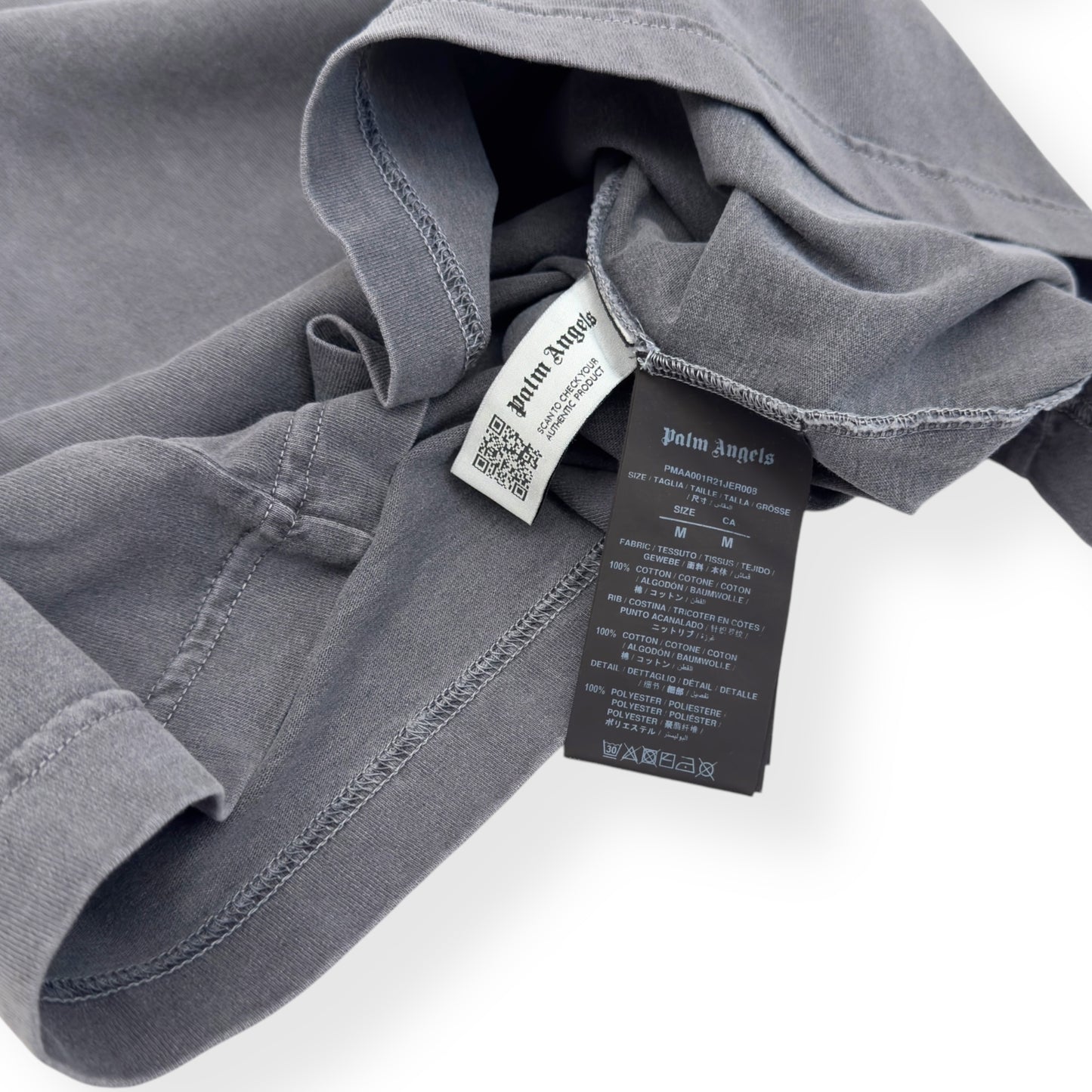 PALM ANGELS COTTON T-SHIRT GREY / GREEN M