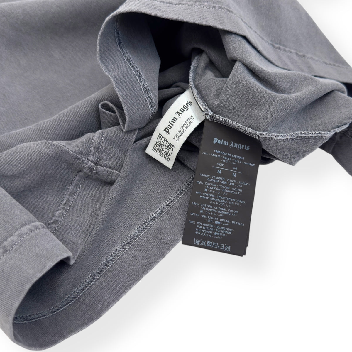 PALM ANGELS COTTON T-SHIRT GREY / GREEN M