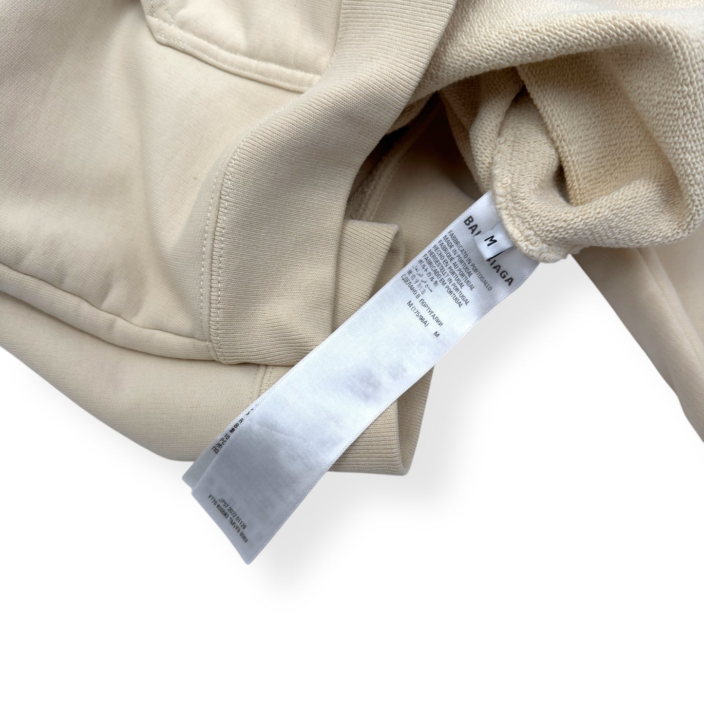 BALENCIAGA OVERSIZED LOGO EMBROIDERED HOODIE CREAM / BLACK M