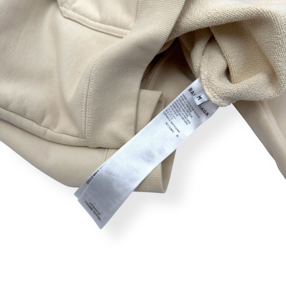 BALENCIAGA OVERSIZED LOGO EMBROIDERED HOODIE CREAM / BLACK M