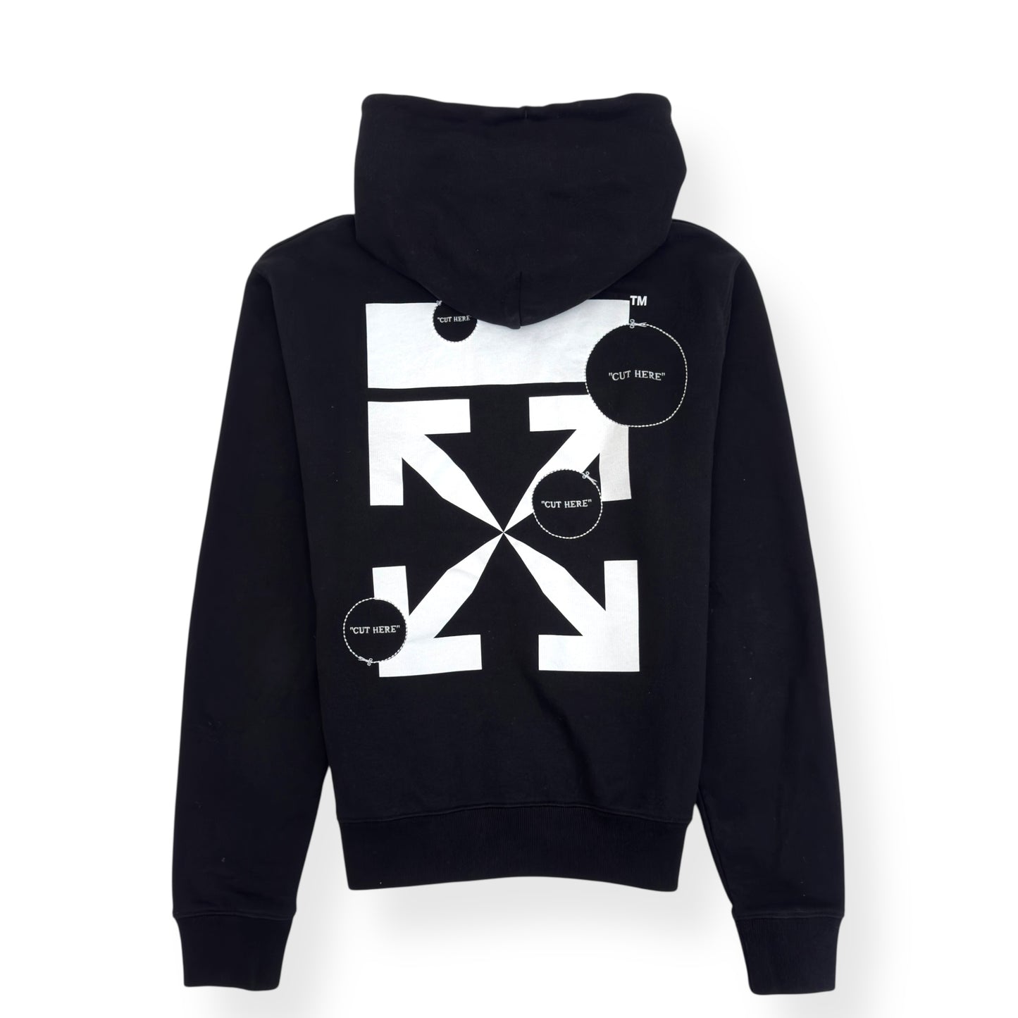 OFF-WHITE ZIP UP CUT HERE HOODIE BLACK / WHITE M