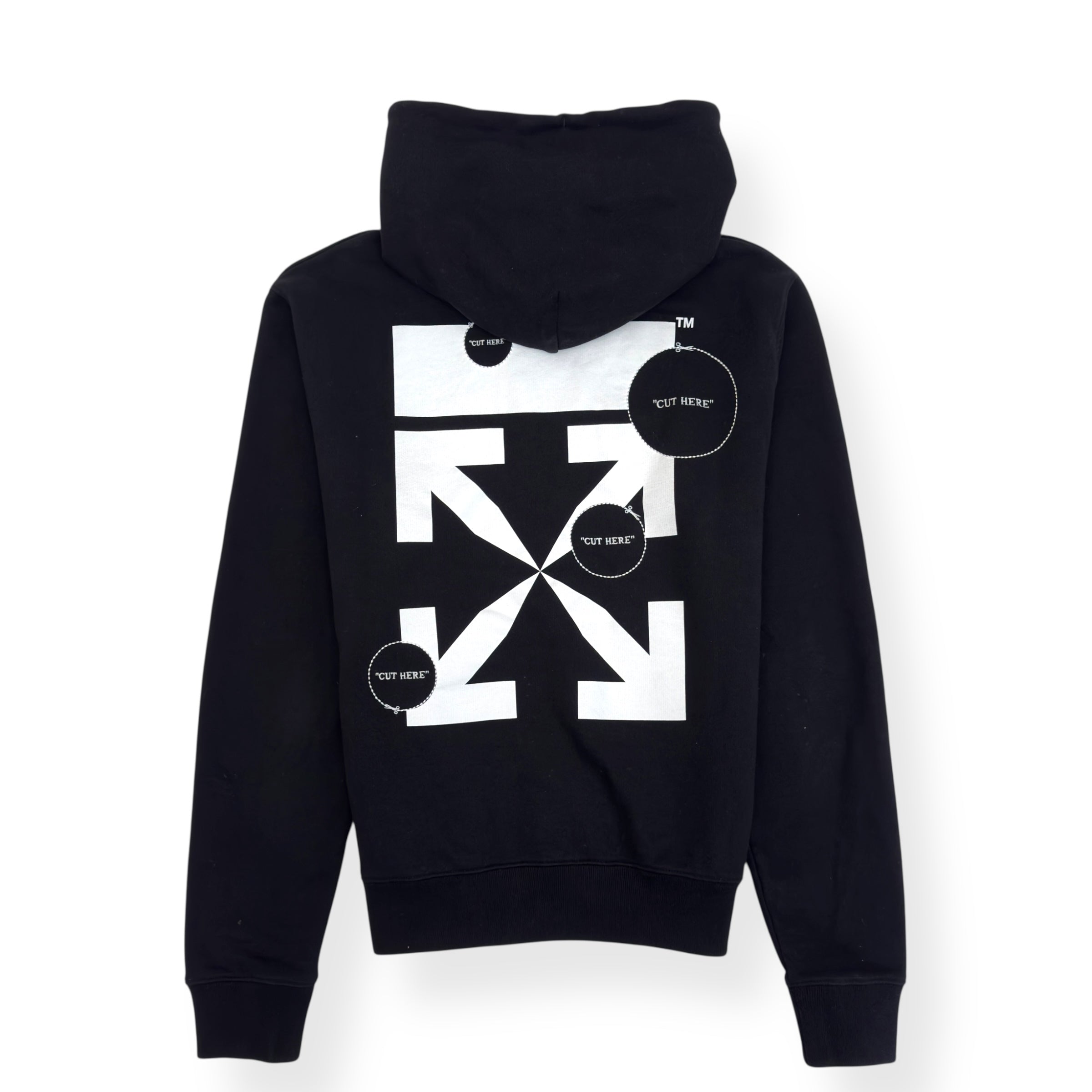 OFF-WHITE ZIP UP CUT HERE HOODIE BLACK / WHITE M
