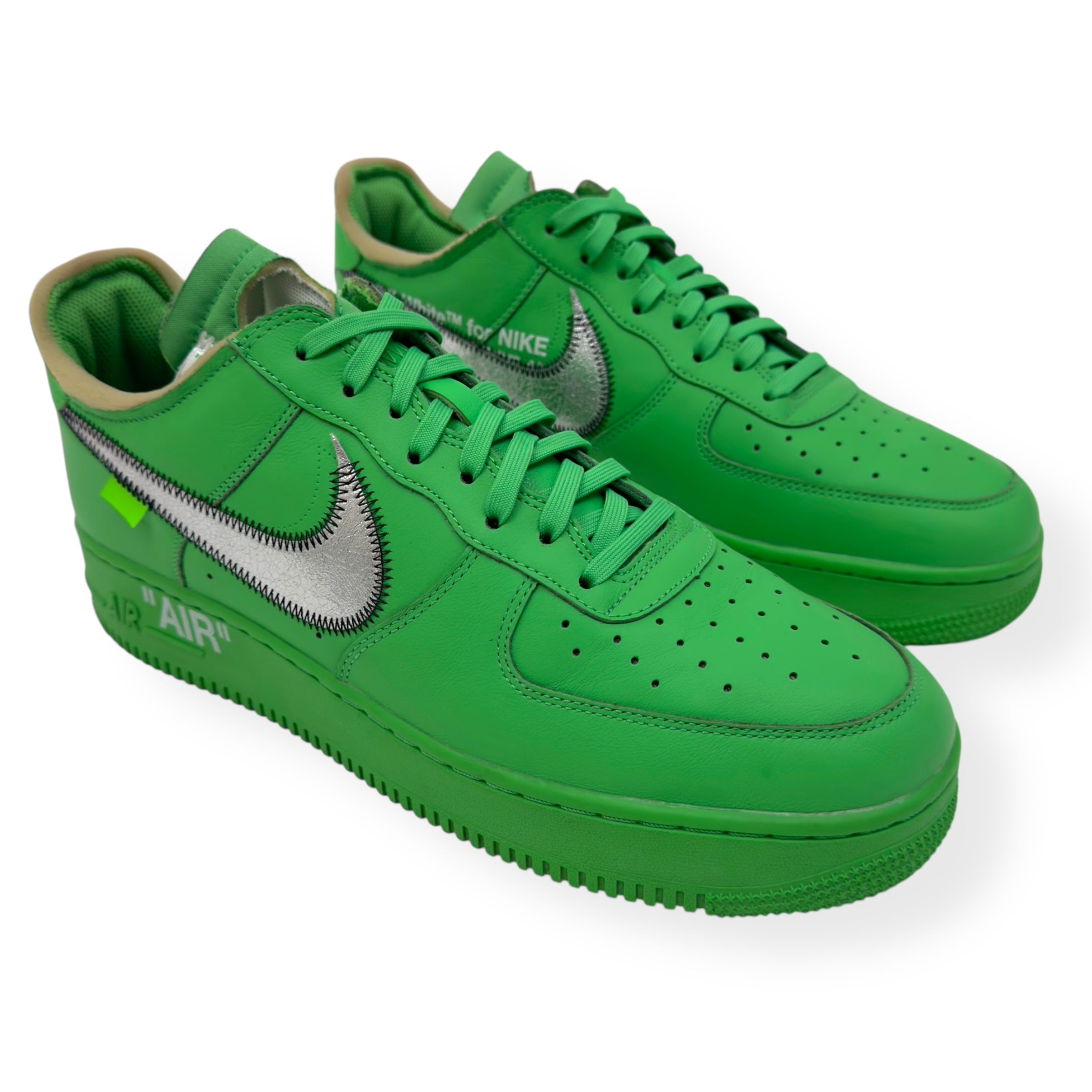 NIKE AIRFORCE 1 X OFF-WHITE LOW TOP SNEAKER BROOKLYN GREEN UK11