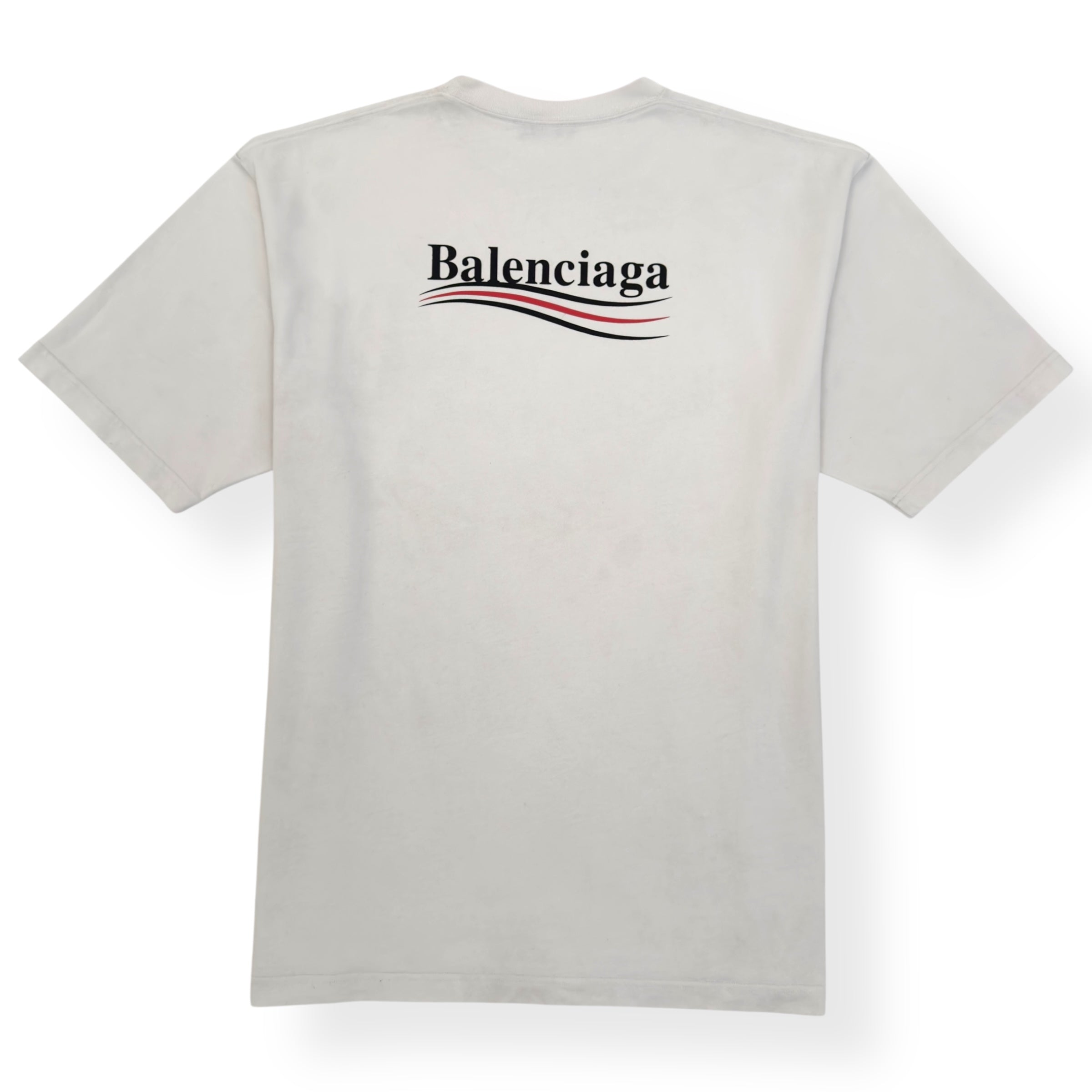 BALENCIAGA POLITICAL LOGO COTTON T-SHIRT WHITE L