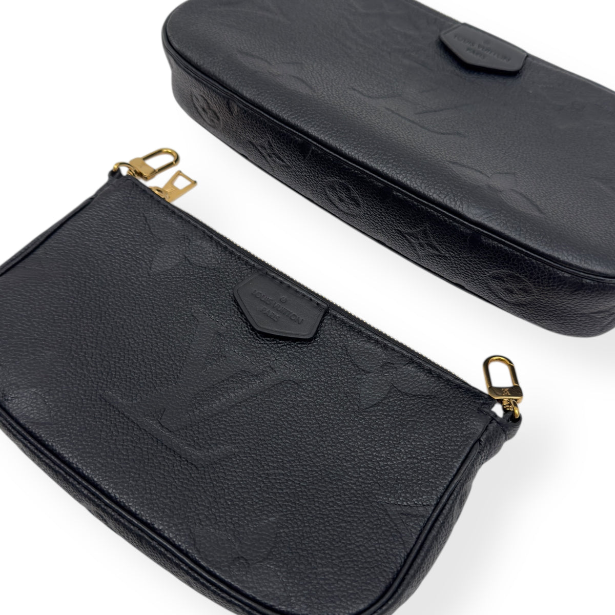 LOUIS VUITTON MULTI POUCHETTE ACCESSORIES MONOGRAM EMPREINTE LEATHER BAG BLACK / CREAM S