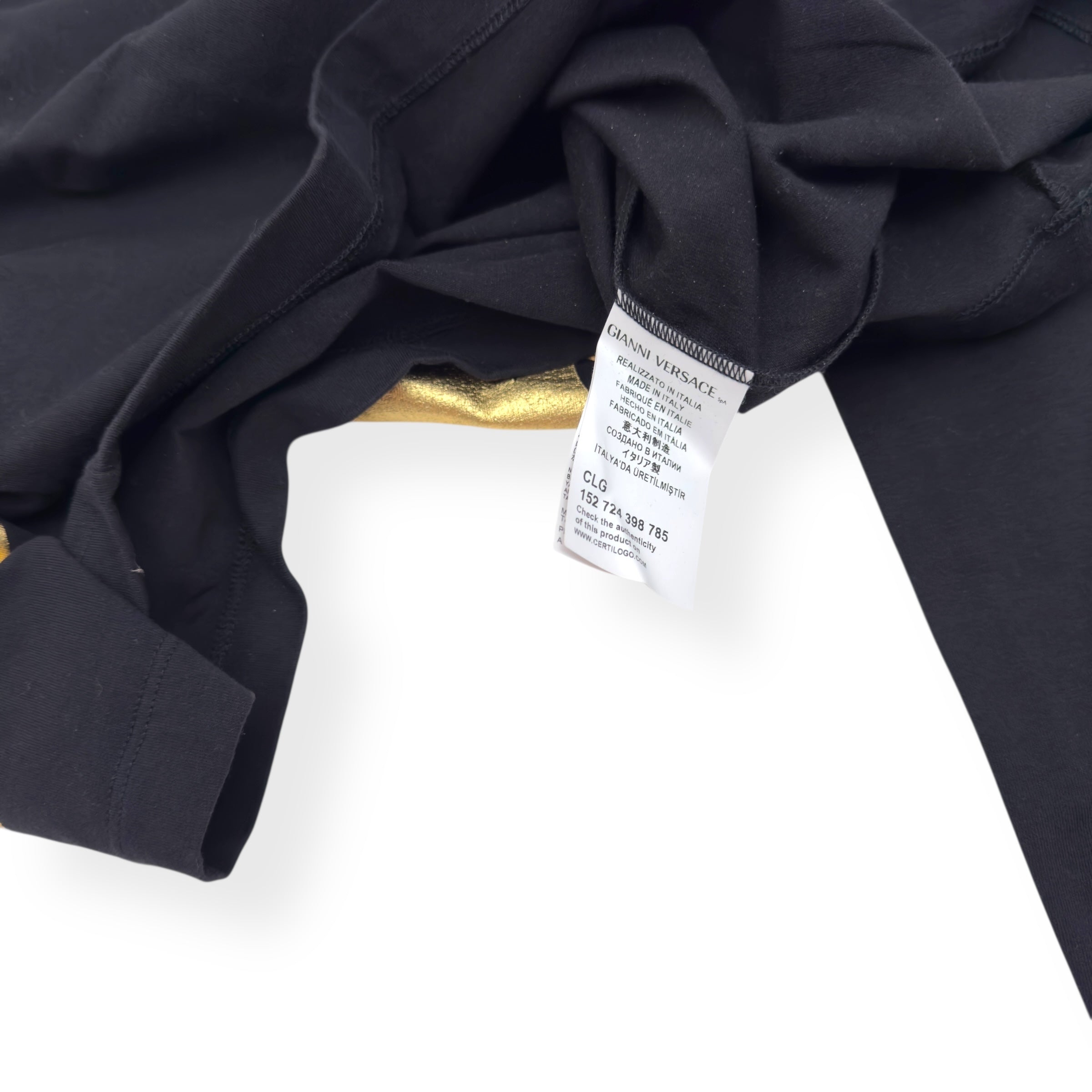 VERSUS VERSACE LION PRINT LONG SLEEVE T-SHIRT BLACK / GOLD L