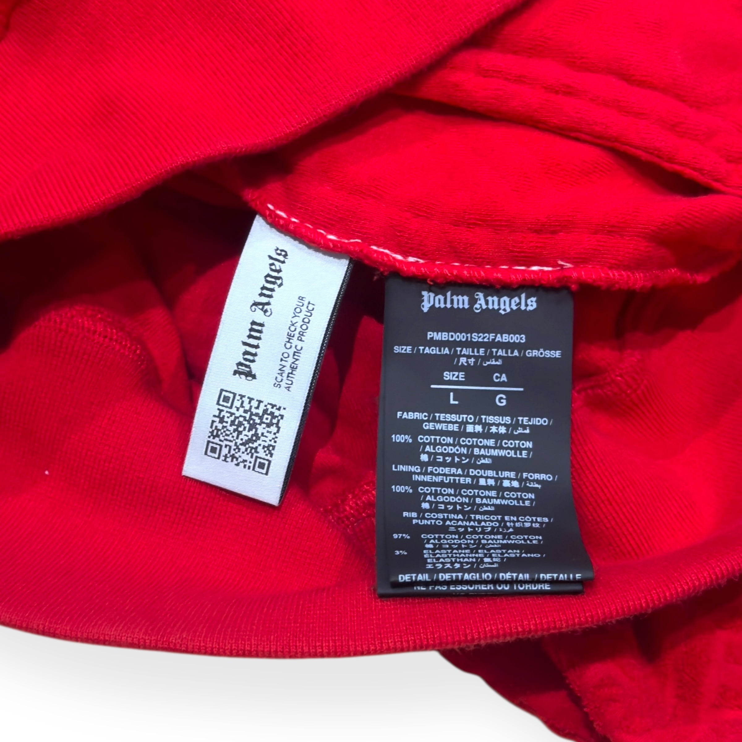 PALM ANGELS TERRY TRACK JACKET RED / WHITE L