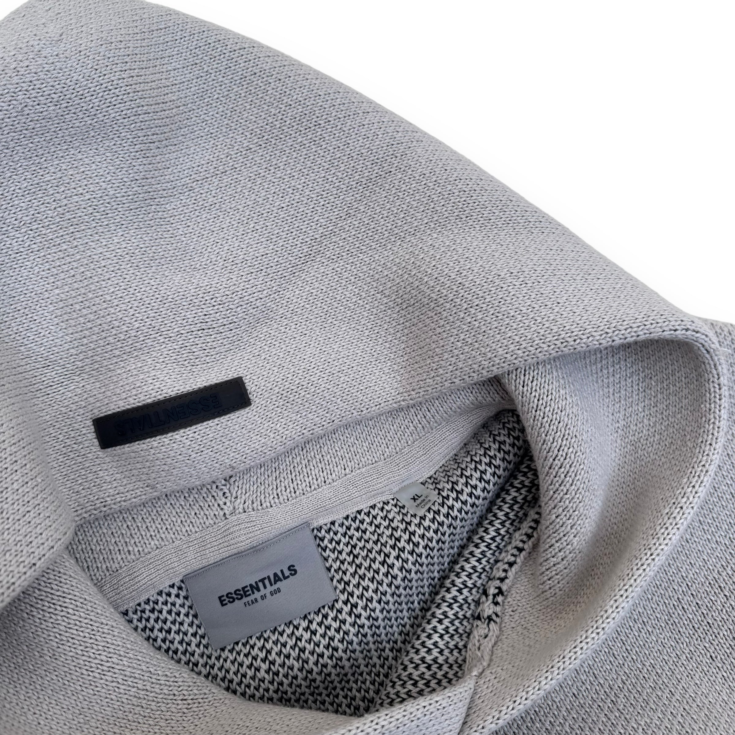 ESSENTIALS FOG HEAVY WEIGHT KNITTED HOODIE GREY XL