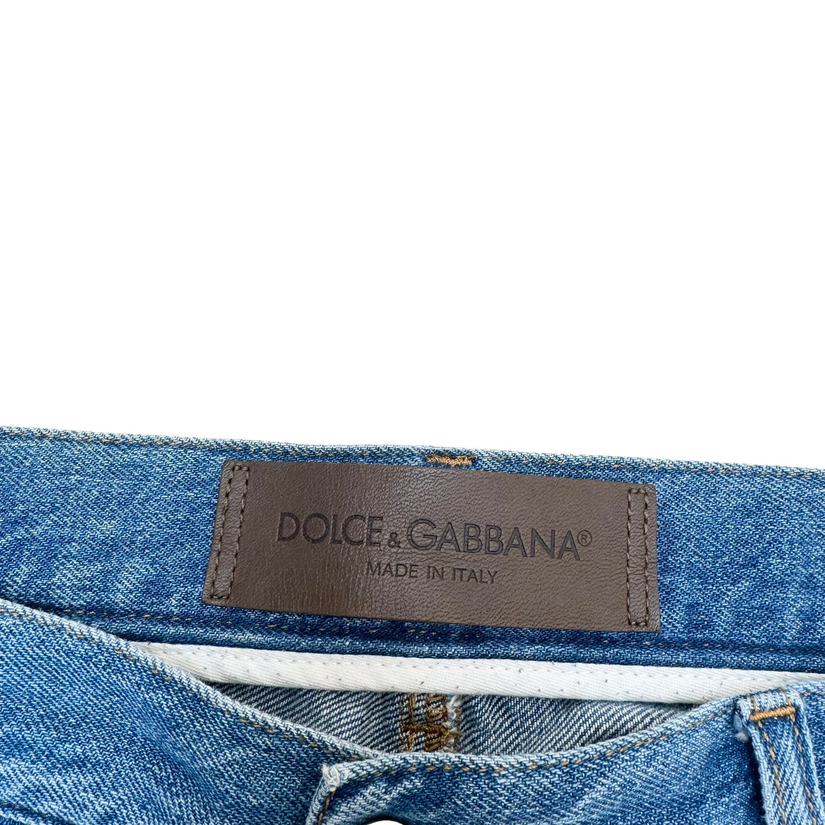 DOLCE & GABBANA DISTRESSED DENIM JEANS BLUE / YELLOW L