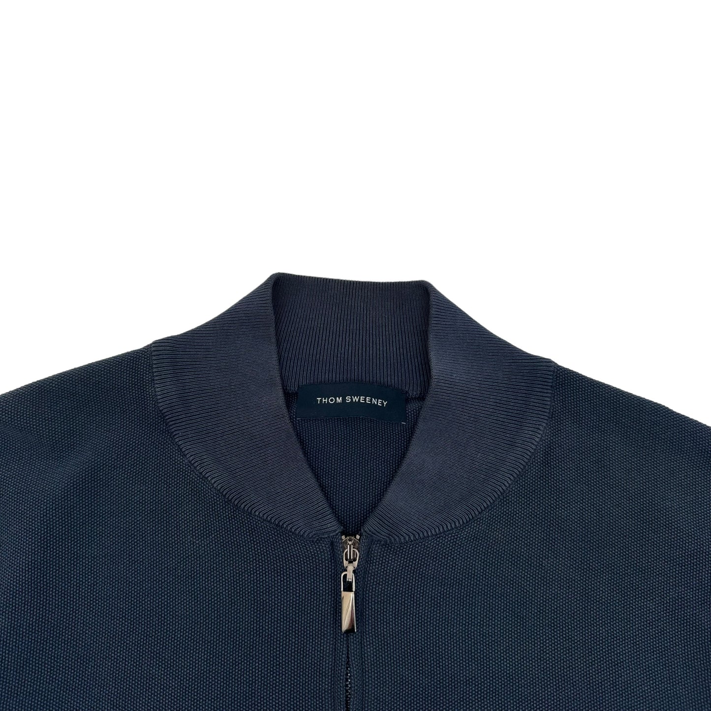 THOM SWEENEY FINE-KNIT COTTON ZIP-UP TRACK JACKET NAVY L