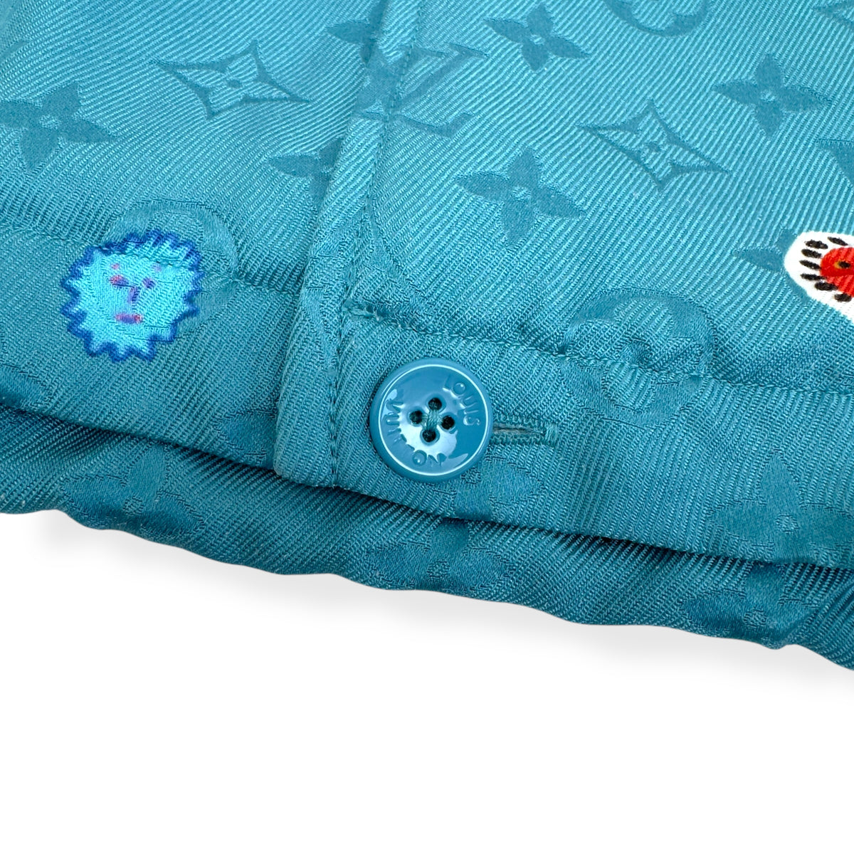 LOUIS VUITTON X YAYOI KUSAMA LV X YK SILK SHIRT BLUE L