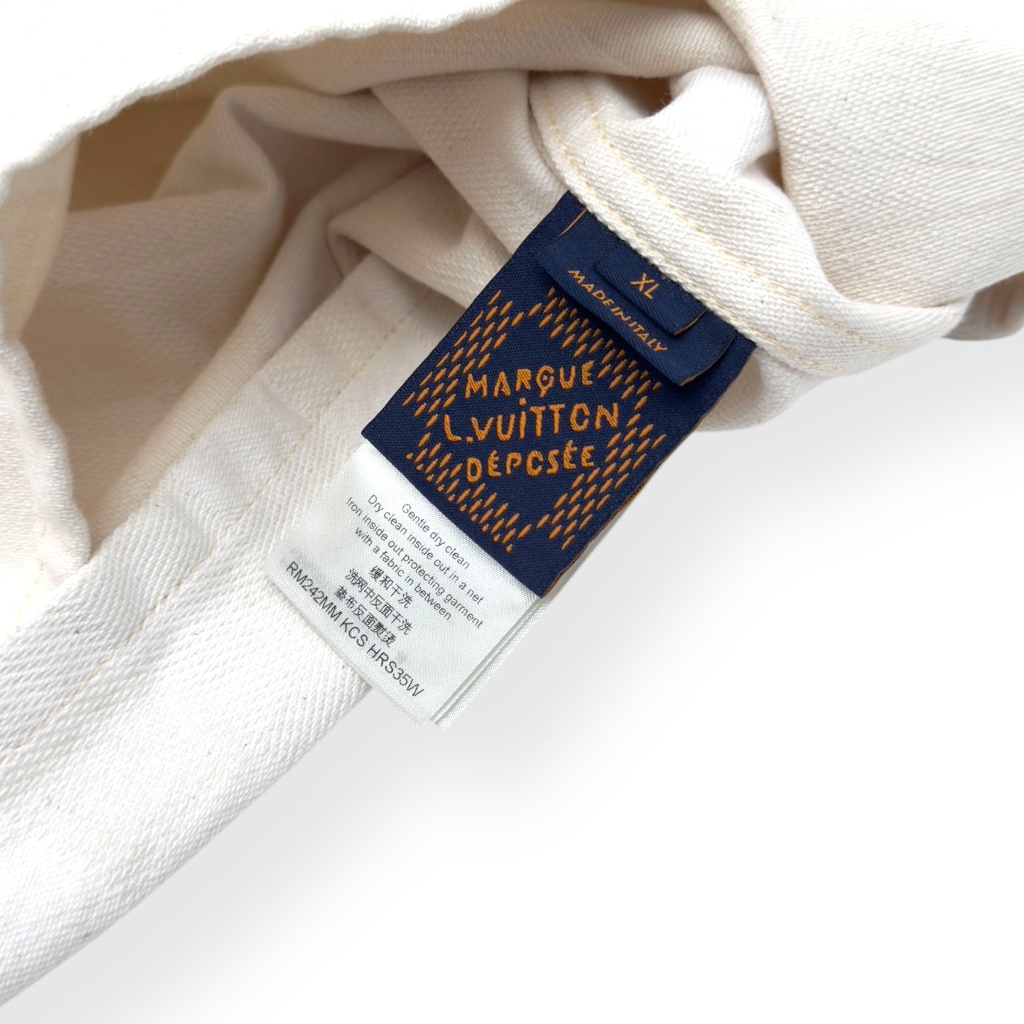 LOUIS VUITTON DAMIER SHORT-SLEEVED DENIM SHIRT ECRU WHITE XL