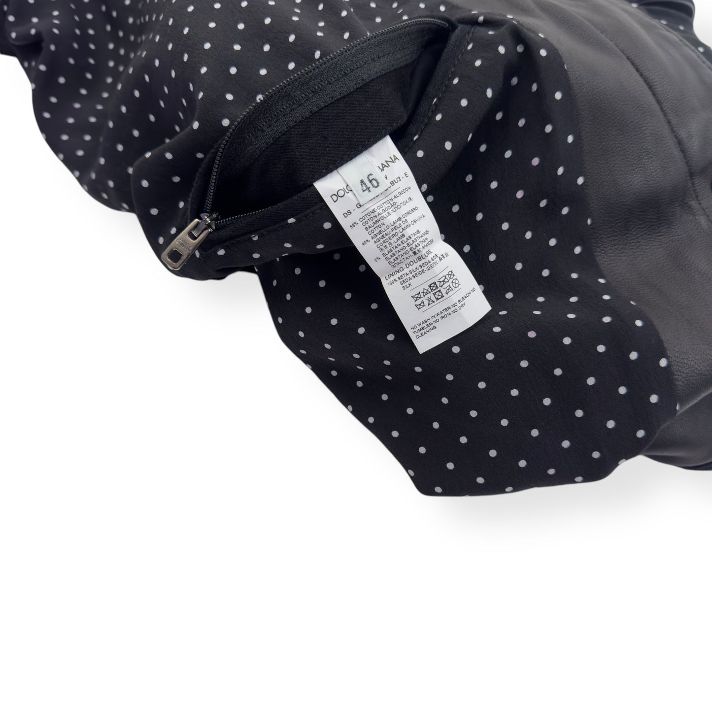 DOLCE & GABBANA LEATHER / DENIM SLIM FIT JACKET BLACK 46 / XS