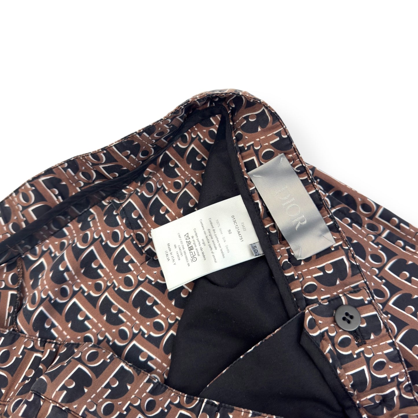DIOR OBLIQUE BERMUDA MONOGRAM SILK SHORTS BROWN 50 / L