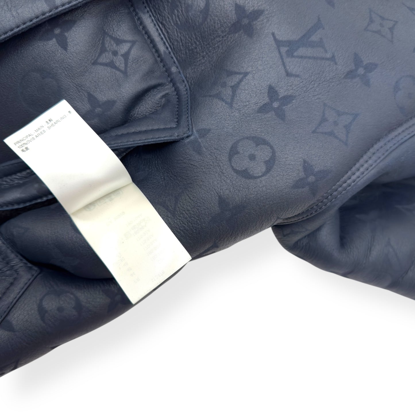 LOUIS VUITTON MONOGRAM SHEARLING JACKET BLUE / BLACK 52 / L