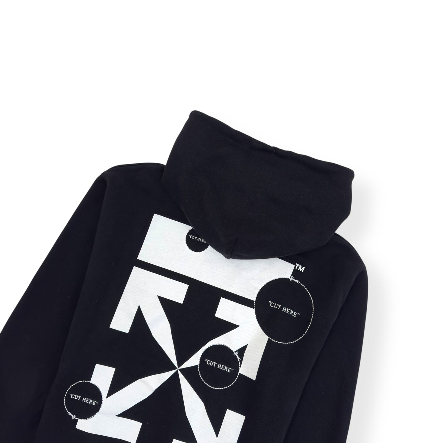 OFF-WHITE ZIP UP CUT HERE HOODIE BLACK / WHITE M