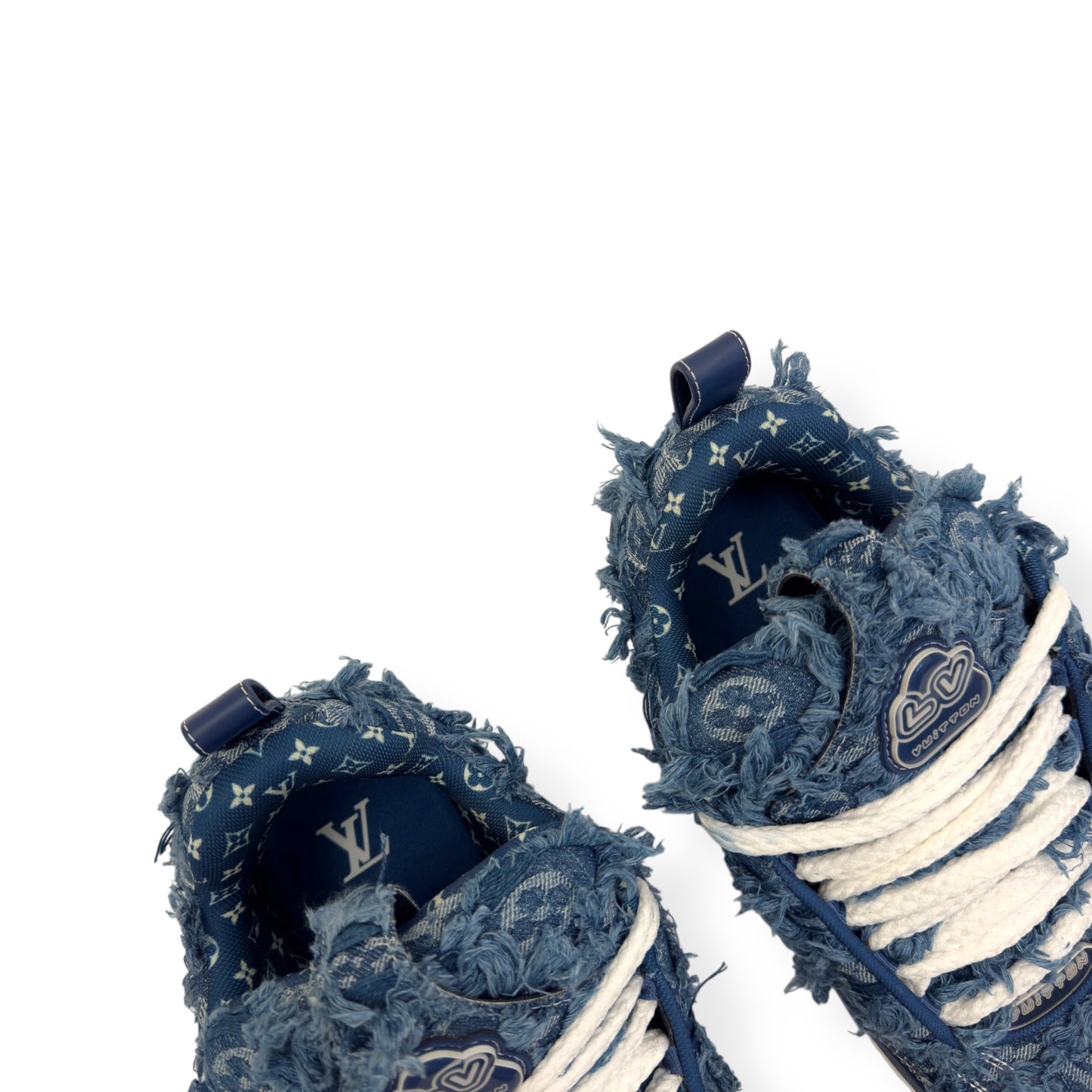LOUIS VUITTON DISTRESSED DENIM LV SKATE SNEAKER UK7.5
