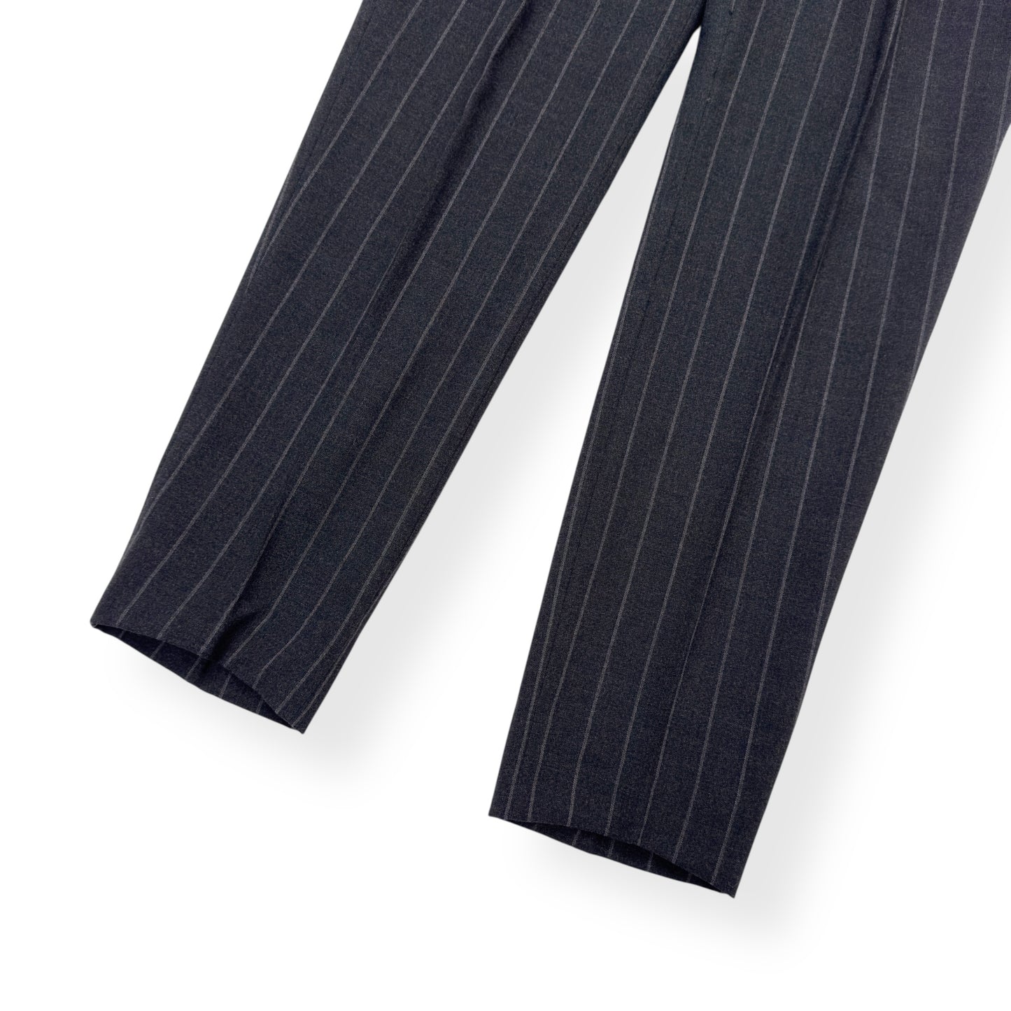THOM SWEEEY BESPOKE PINSTRIPE TROUSERS GREY M