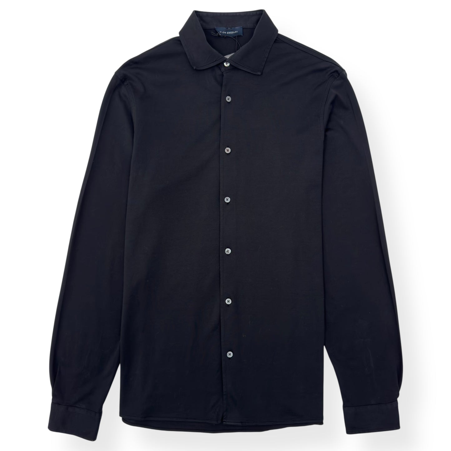 THOM SWEENEY SS25 LONG SLEEVE BUTTON THROUGH SHIRT BLACK L