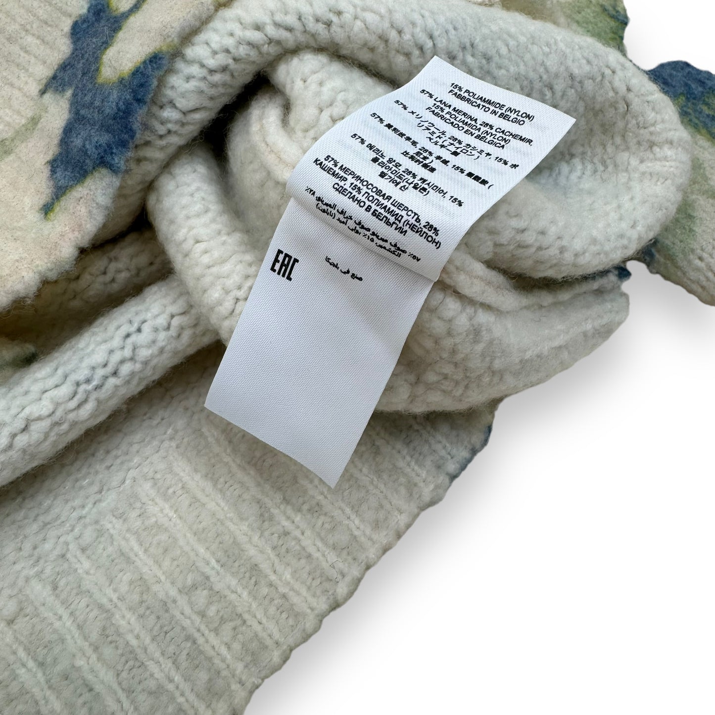 DRIES VAN NOTEN CREWNECK FLORAL CASHMERE-BLEND SWEATSHIRT BLUE XL