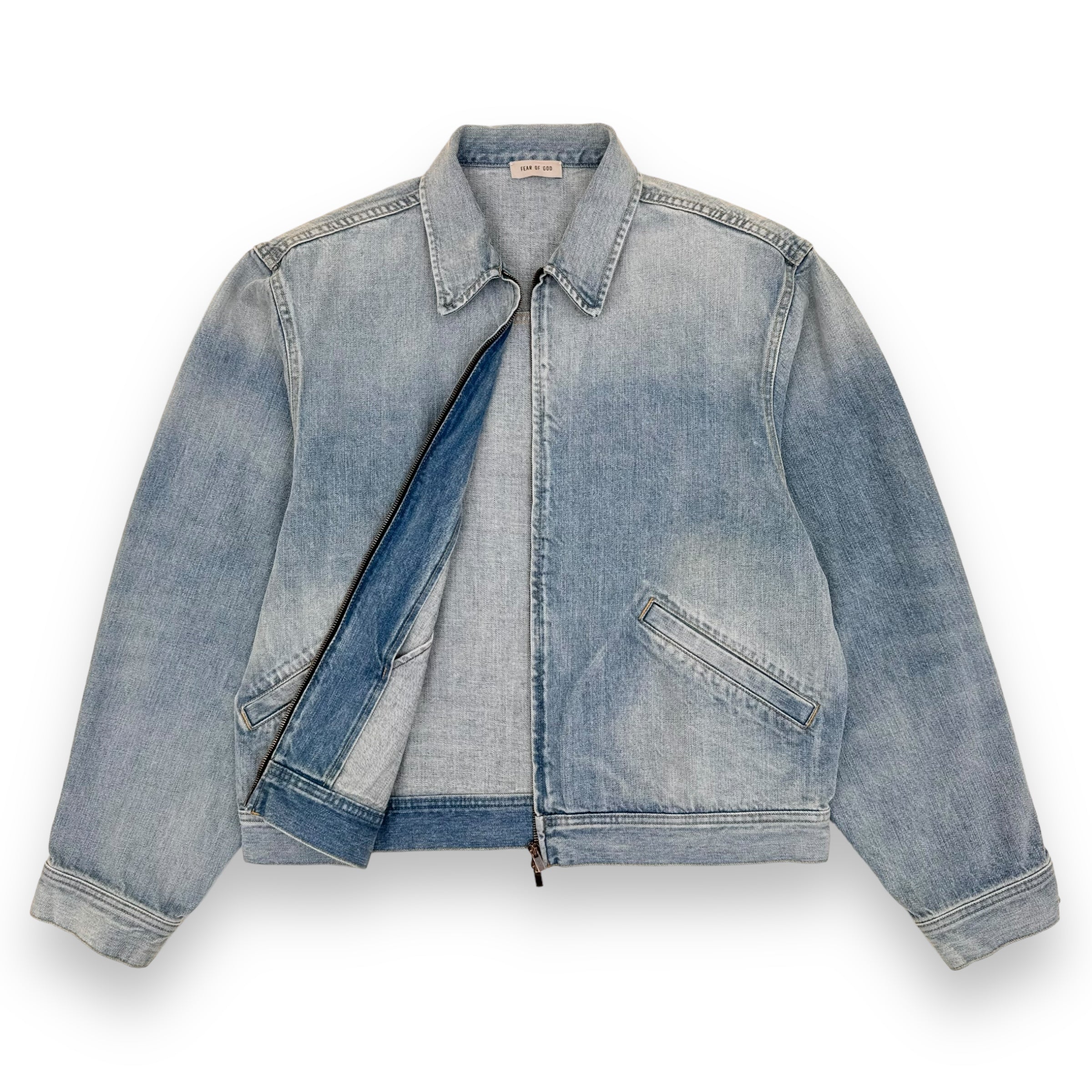 FEAR OF GOD ZIP-UP DENIM JACKET BLUE L