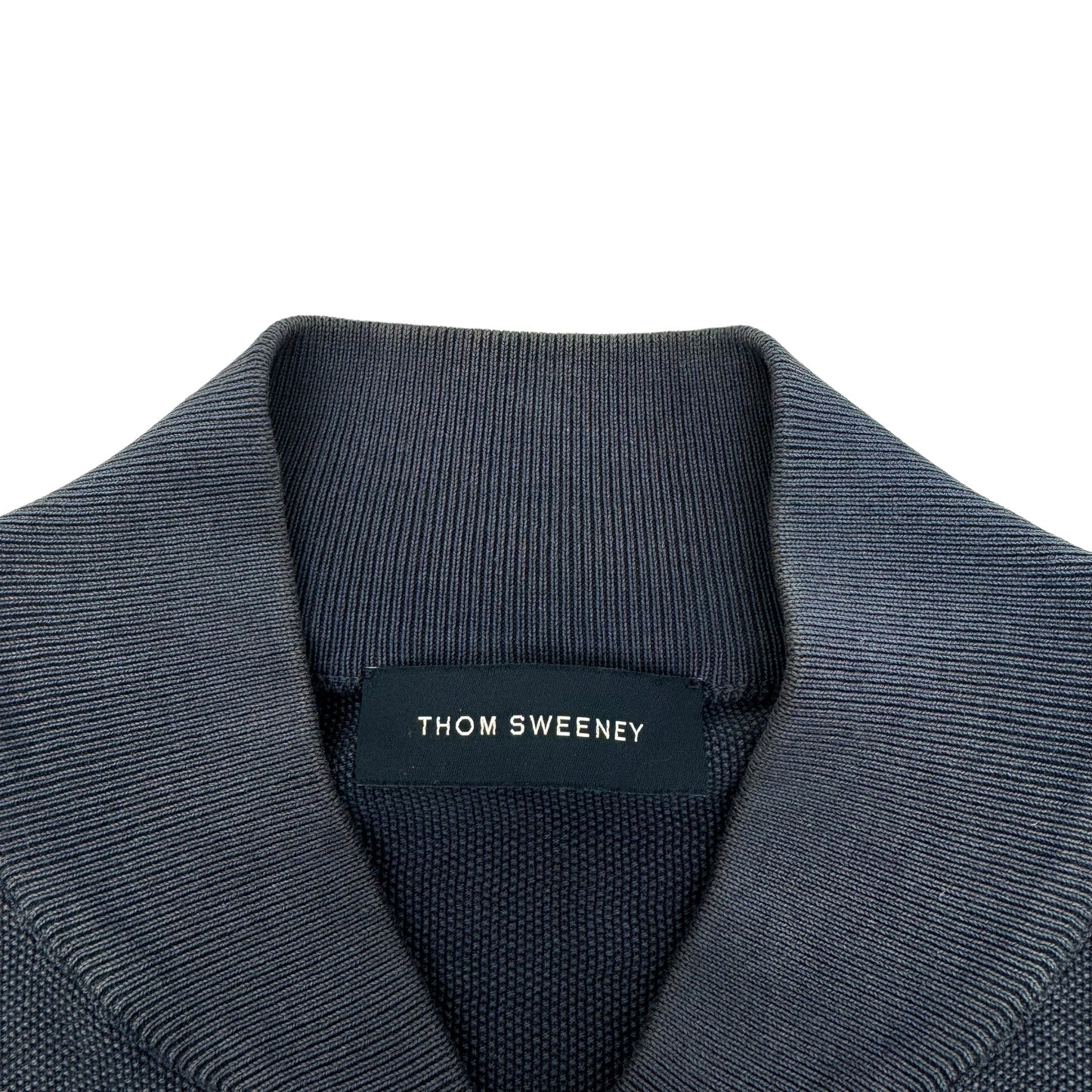THOM SWEENEY FINE-KNIT COTTON ZIP-UP TRACK JACKET NAVY L