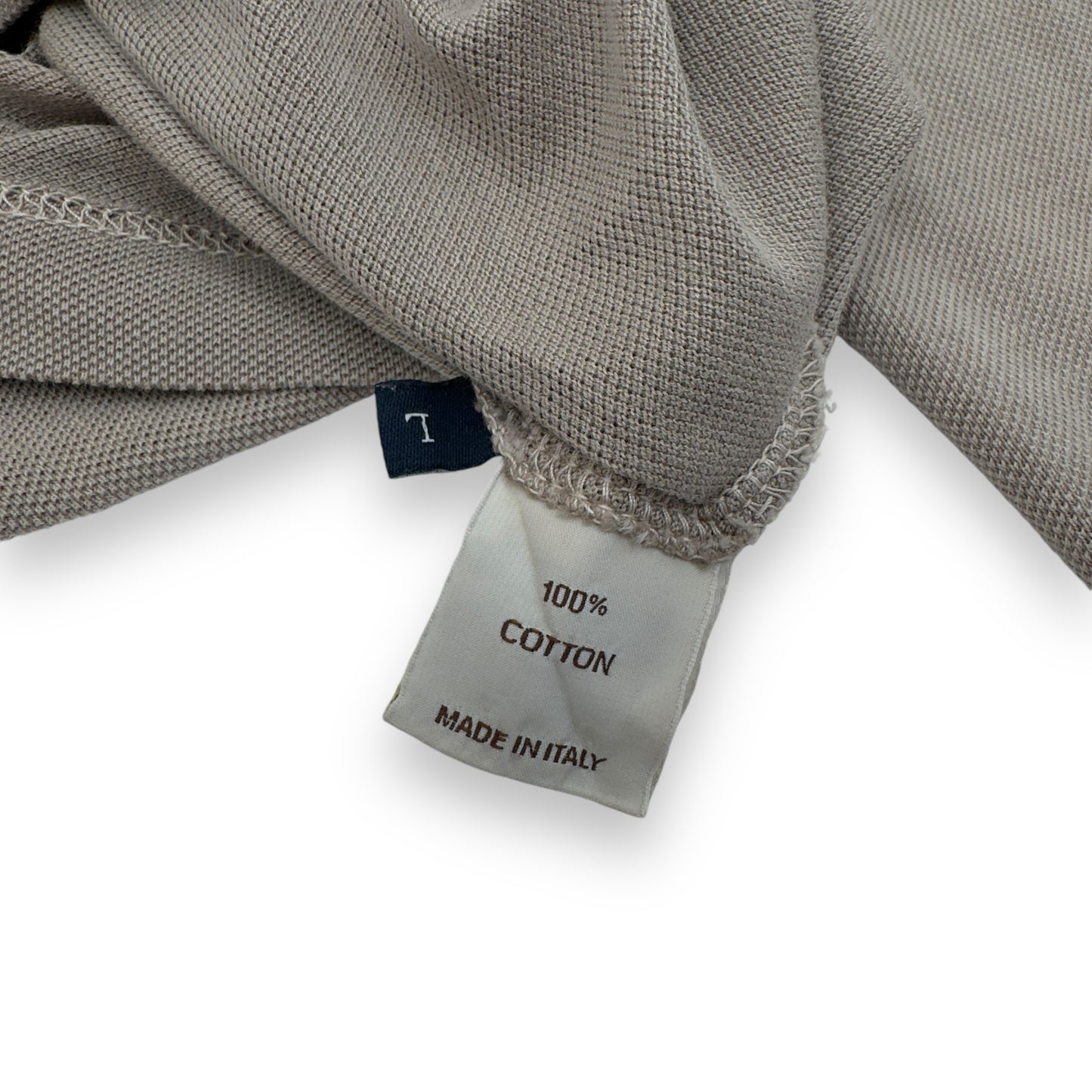 THOM SWEENEY LONG SLEEVE POLO SHIRT TAUPE L