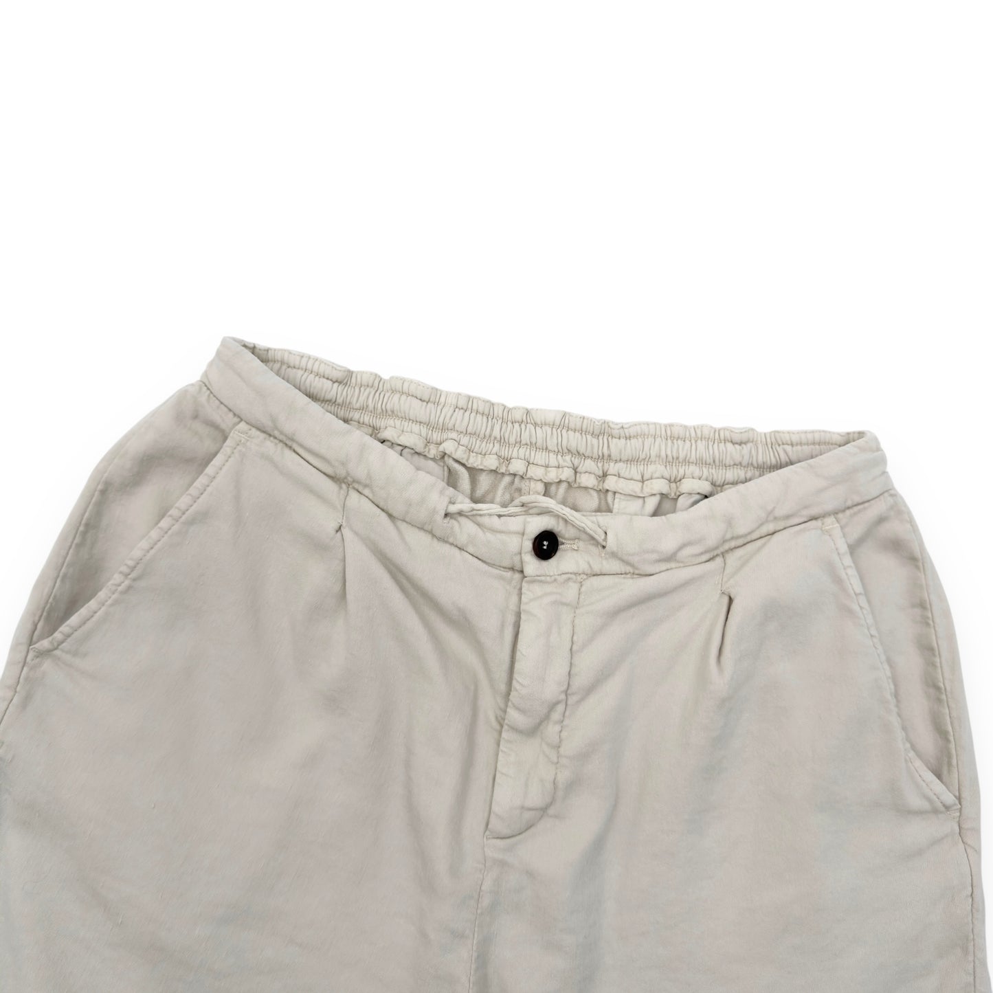 THOM SWEENEY LINEN JERSEY PLEATED SHORTS IVORY W32”