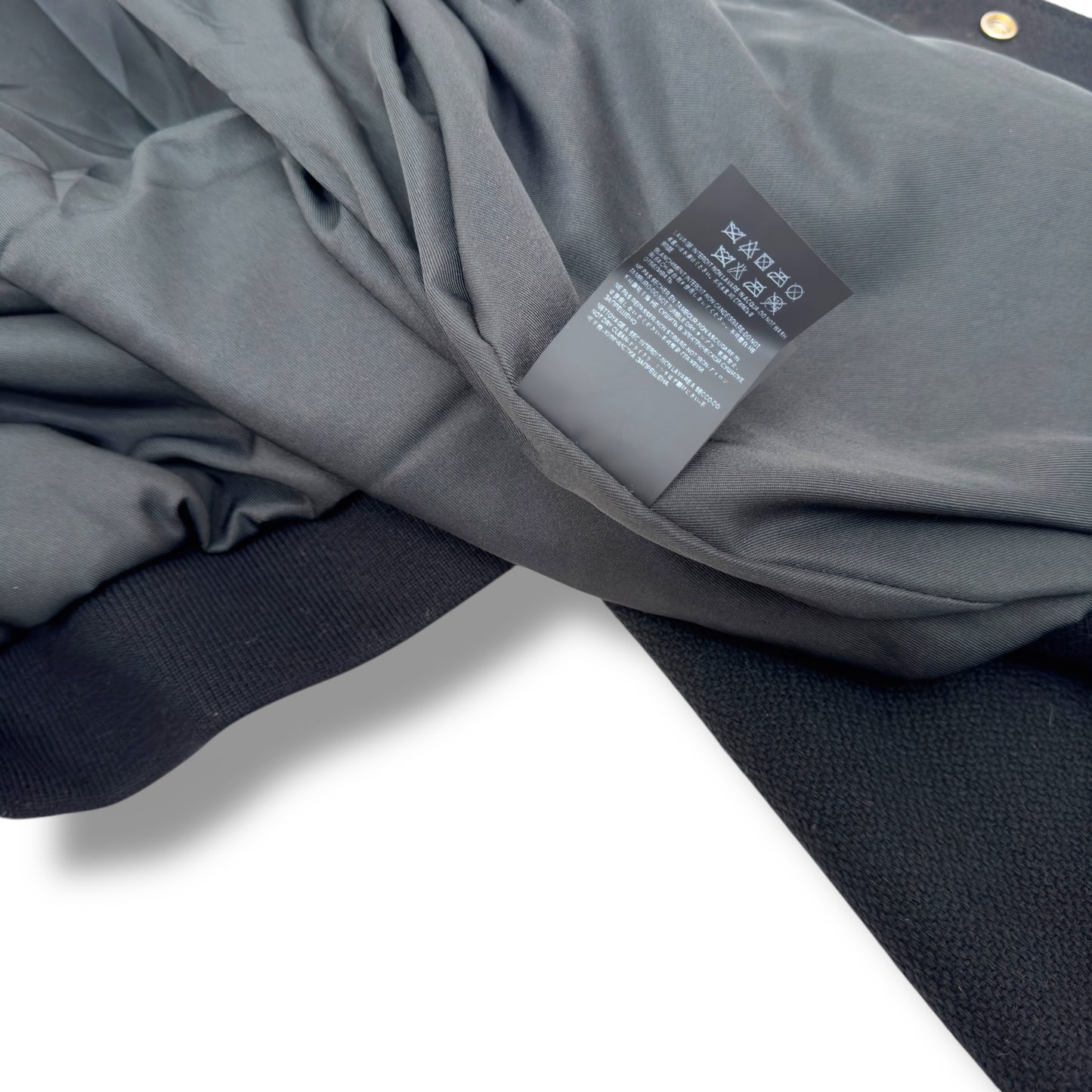 SAINT LAURENT TEDDY LEATHER-TRIMMED WOOL-BLEND BOMBER JACKET BLACK / WHITE 54 / XXL