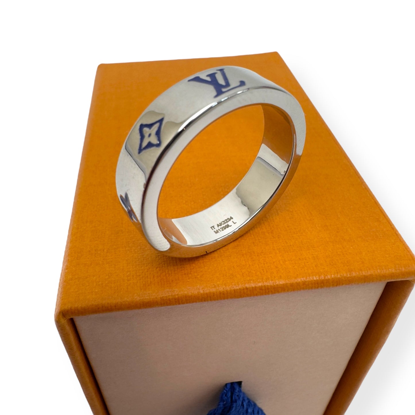 LOUIS VUITTON LV MOSAIC THIN RING SILVER / BLUE L
