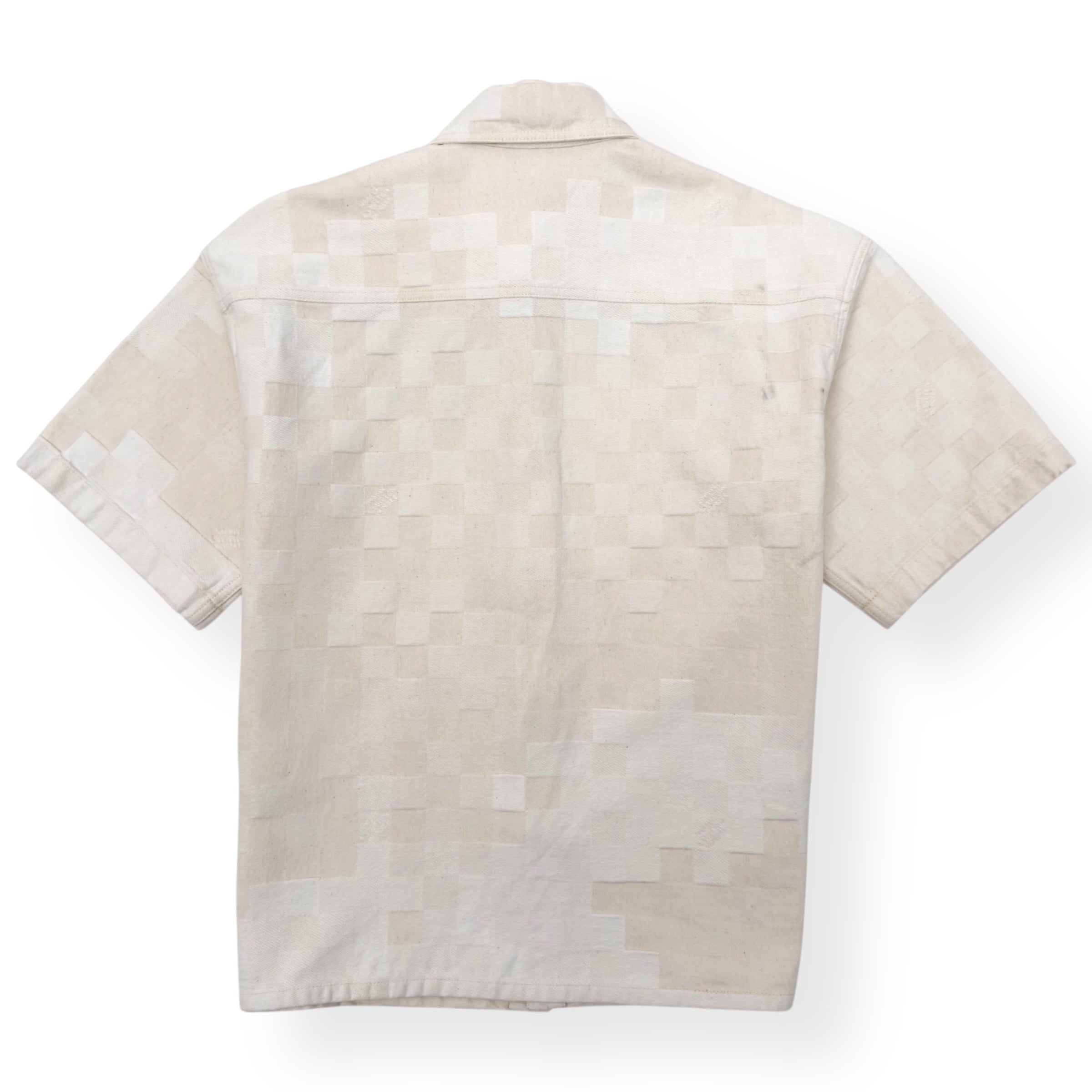 LOUIS VUITTON DAMIER SHORT-SLEEVED DENIM SHIRT ECRU WHITE XL