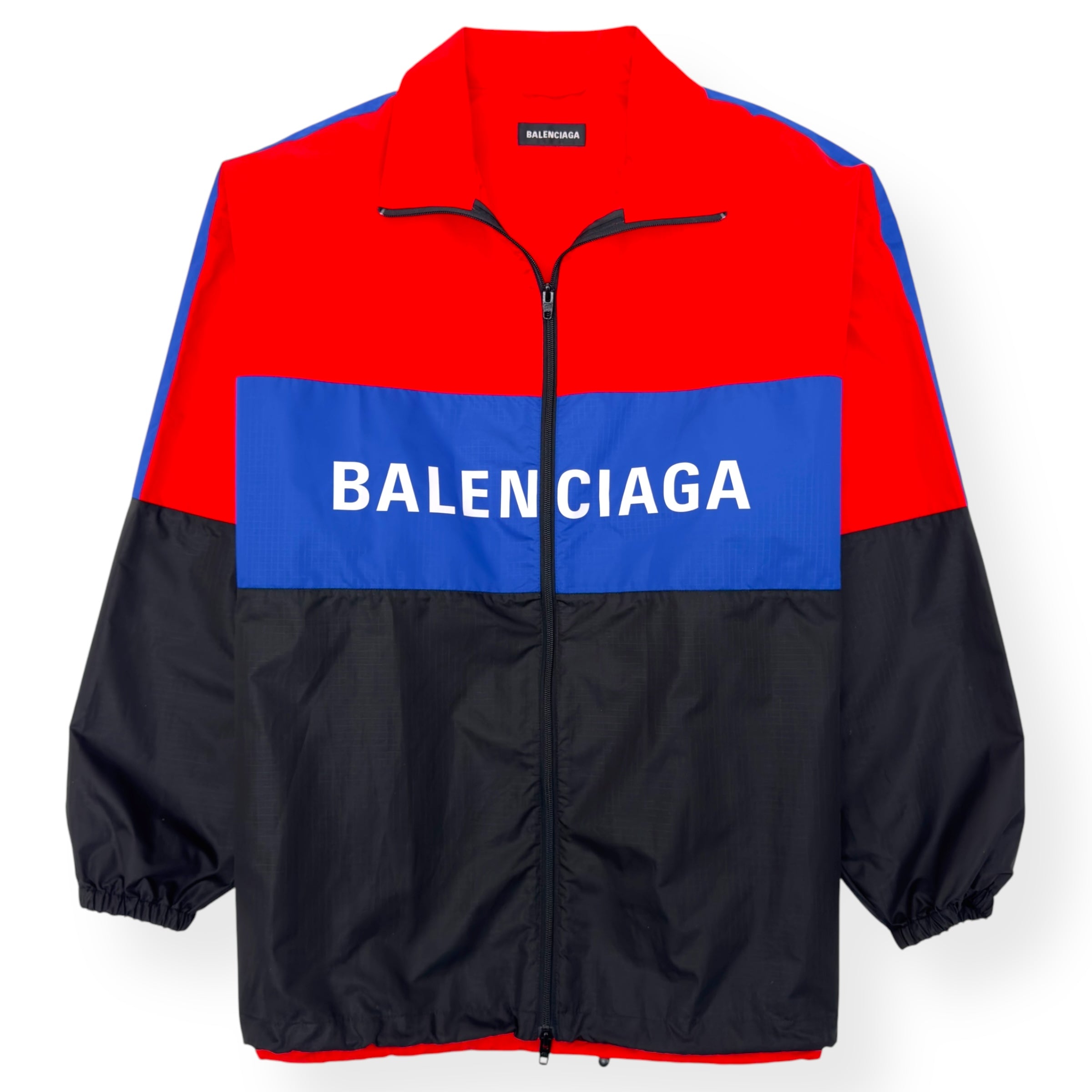 BALENCIAGA RIPSTOP OVERSIZED WINDBREAKER JACKET RED / BLUE / BLACK FR48 / M