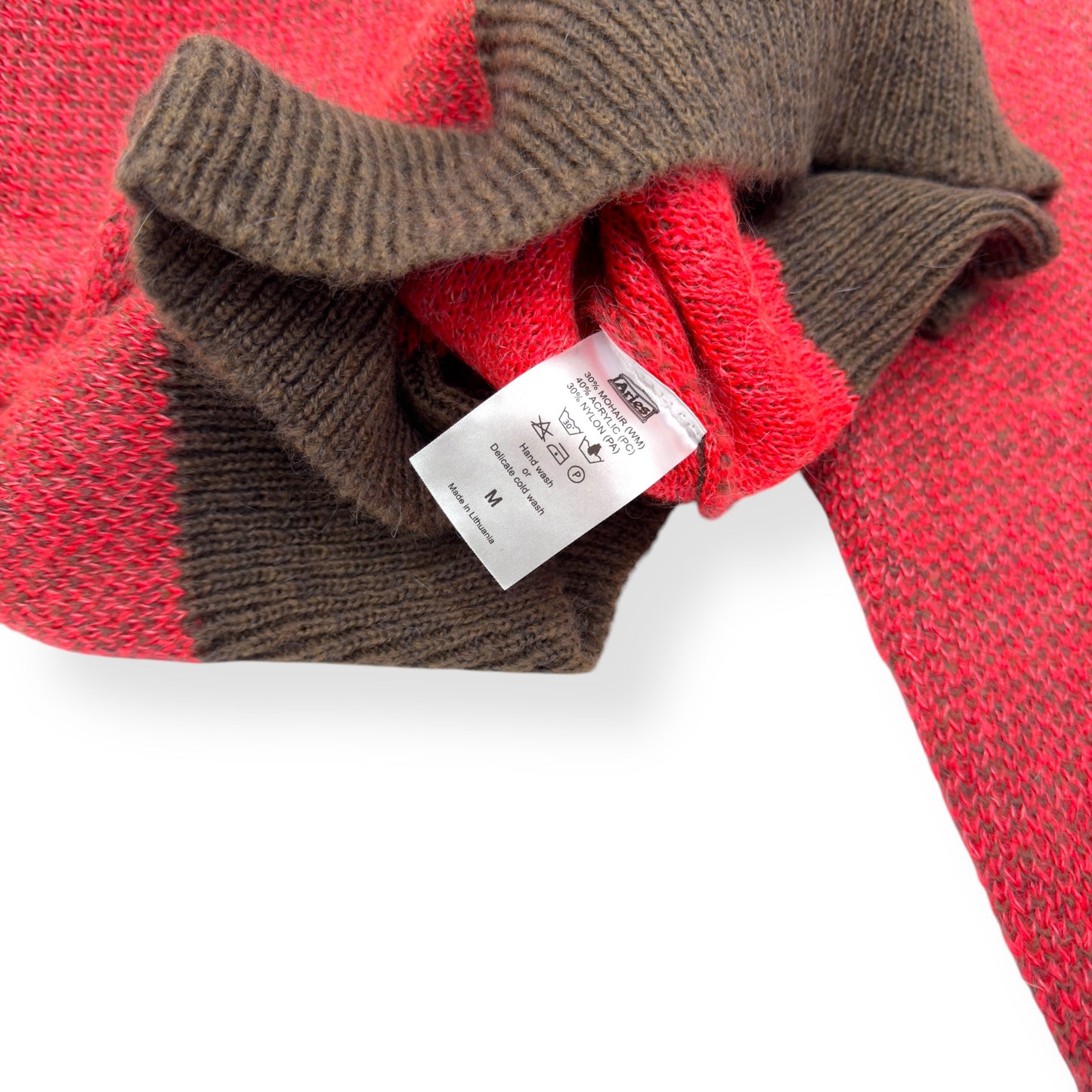 ARIES BRUSHED MOHAIR CREW NECK KNITTED SWEATER PINK / BROWN M