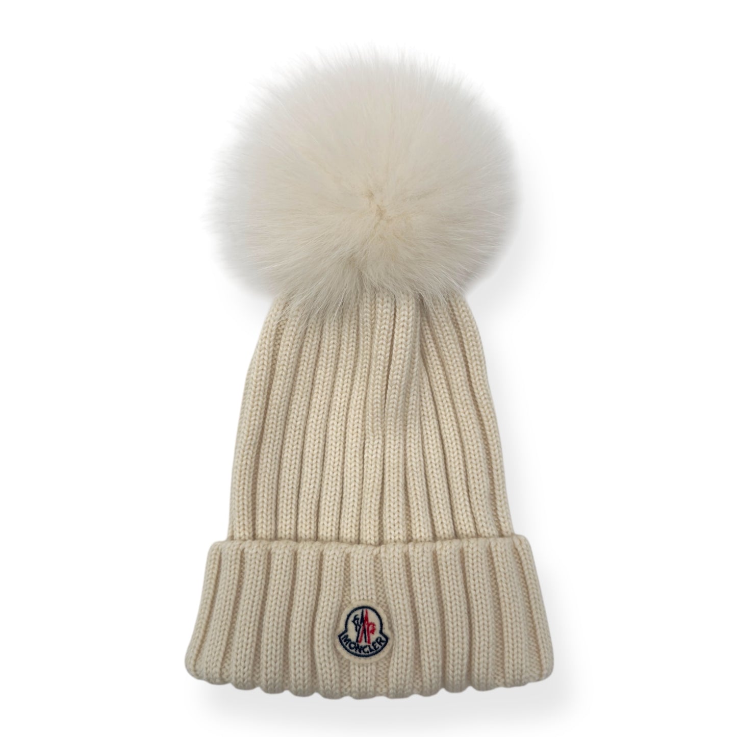 MONCLER WOOL BEANIE WITH POM POM CREAM O/S