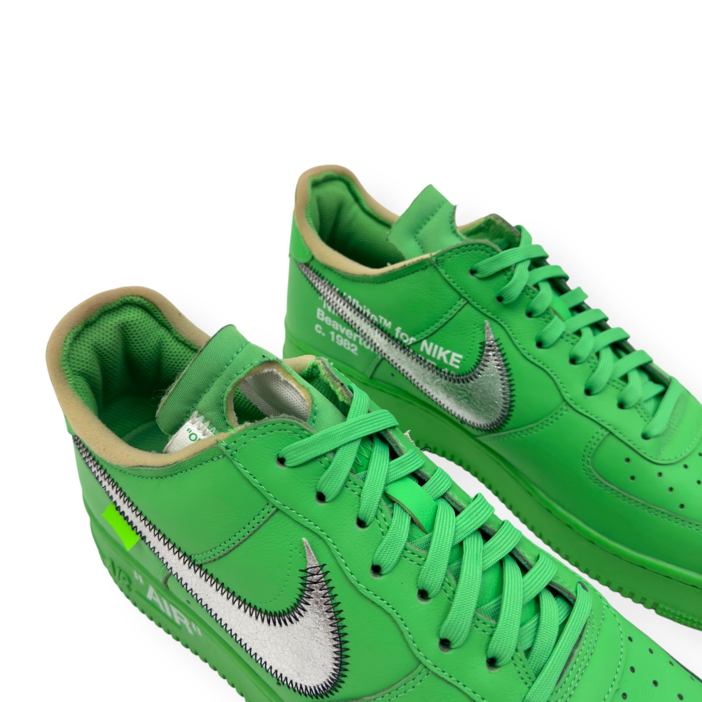 NIKE AIRFORCE 1 X OFF-WHITE LOW TOP SNEAKER BROOKLYN GREEN UK11