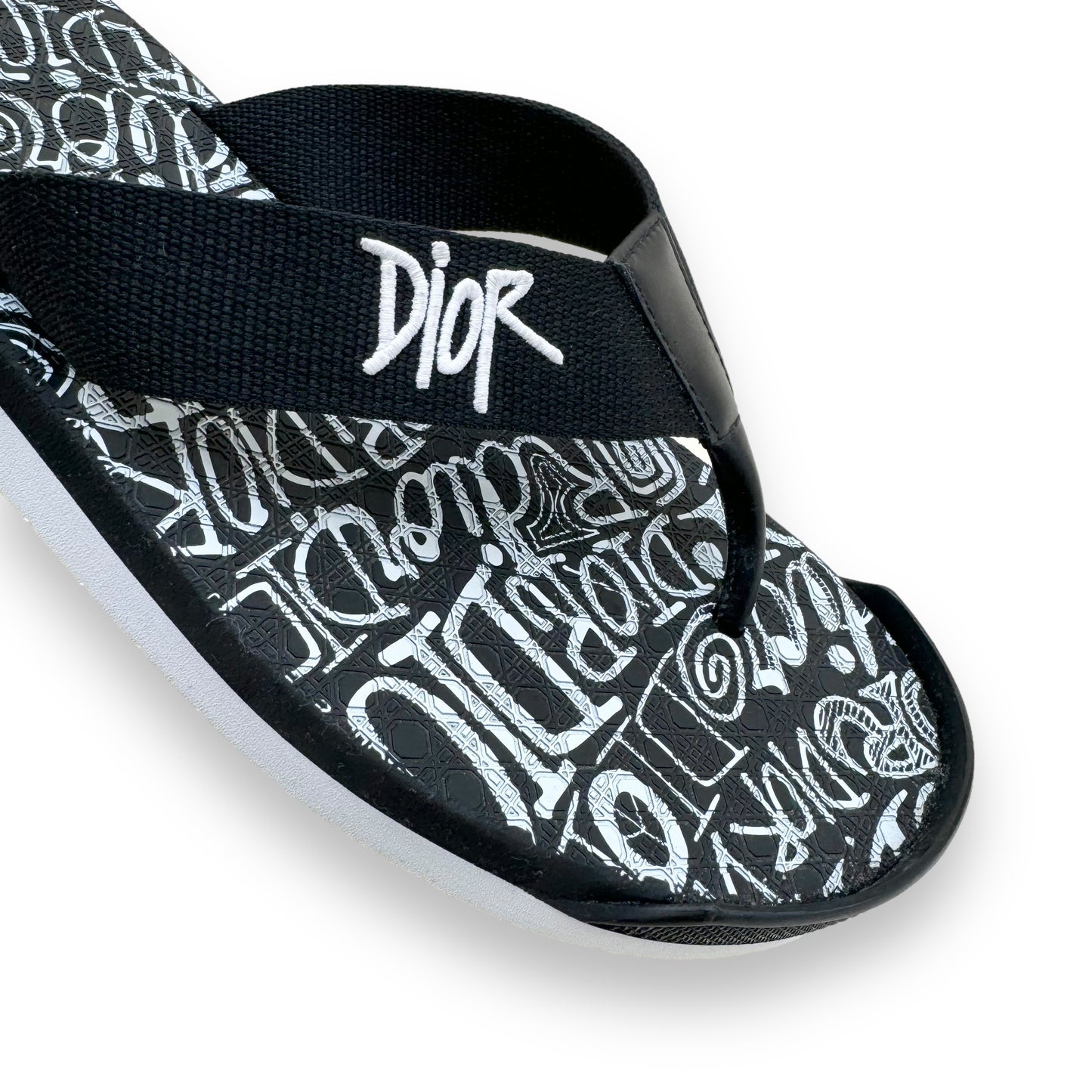 DIOR X SHAWN STÜSSY 2020 FLIP FLOPS BLACK / WHITE UK9