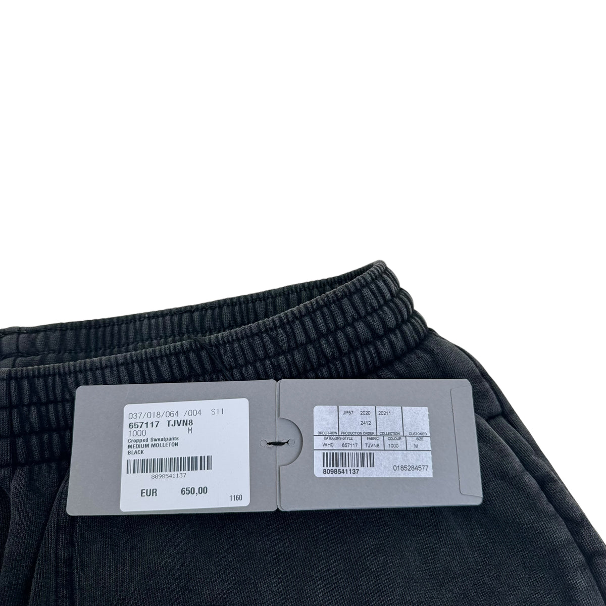 BALENCIAGA CROPPED WIDE-LEG SWEATPANTS WASHED GREY M