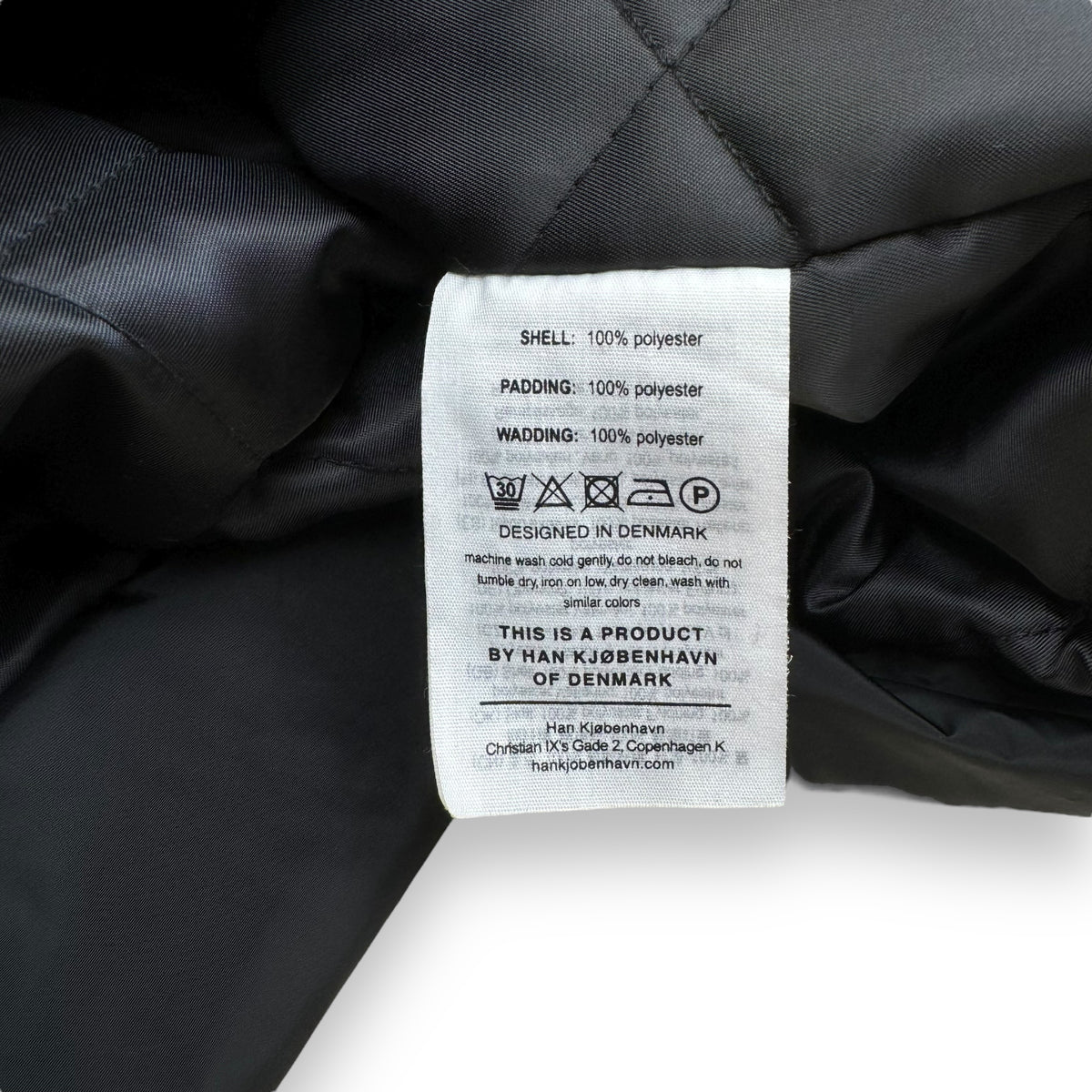 HAN KJØBENHAVN NYLON PADDED LOGO BUTTON COAT BLACK XL