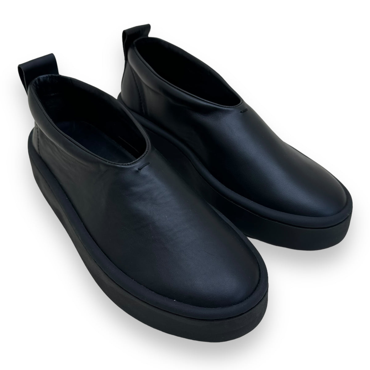 JIL SANDER SLIP ON LEATHER PLATFORM SNEAKER BLACK UK10