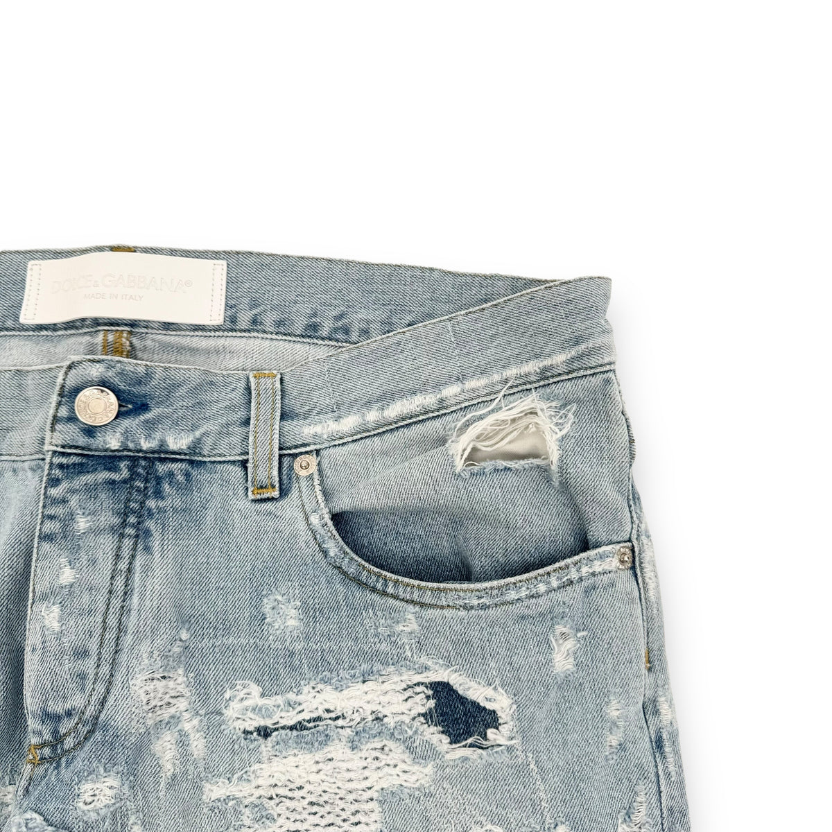 DOLCE & GABBANA DISTRESSED DENIM JEANS BLUE XL
