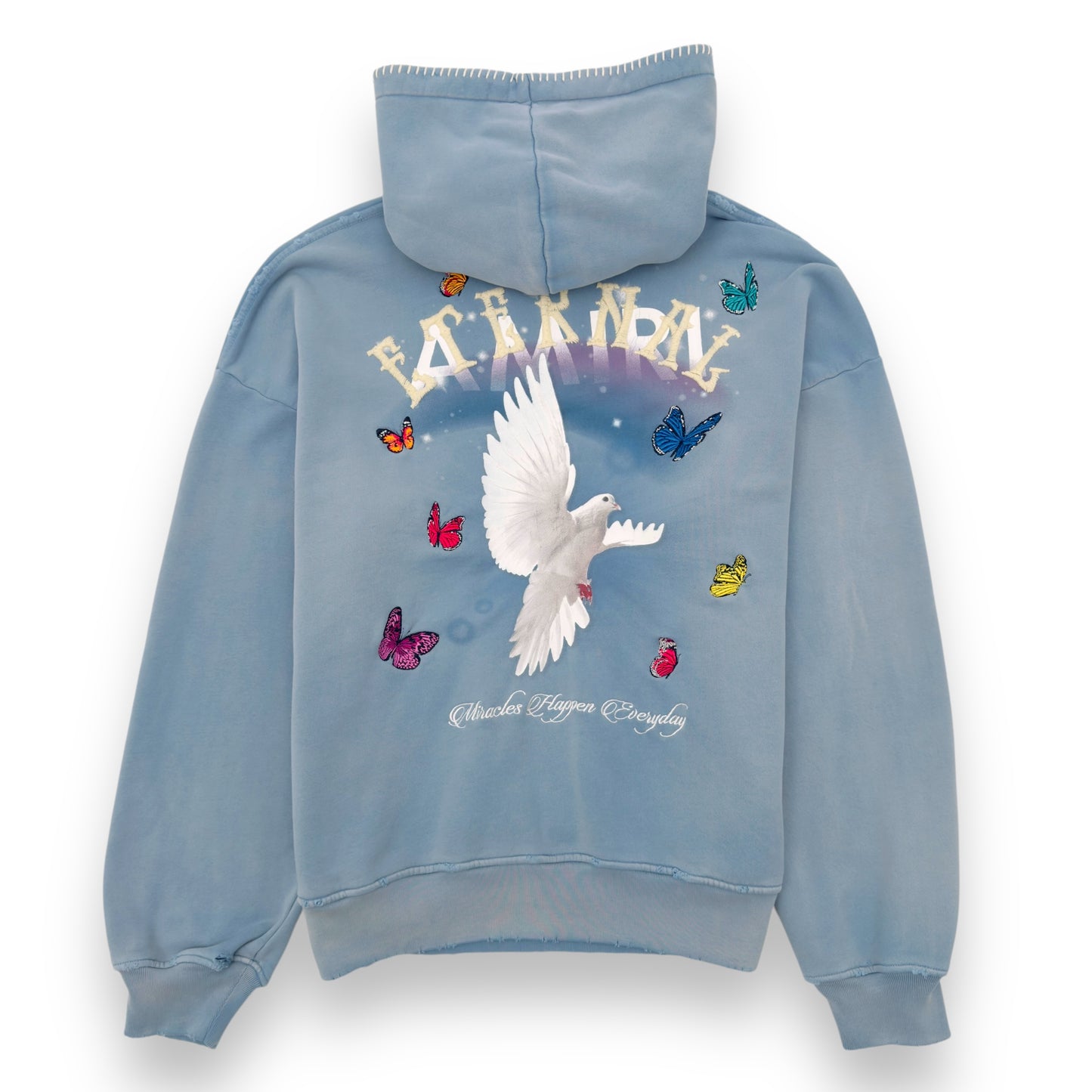AMIRI ETERNAL DOVE DISTRESSED HOODIE BABY BLUE L