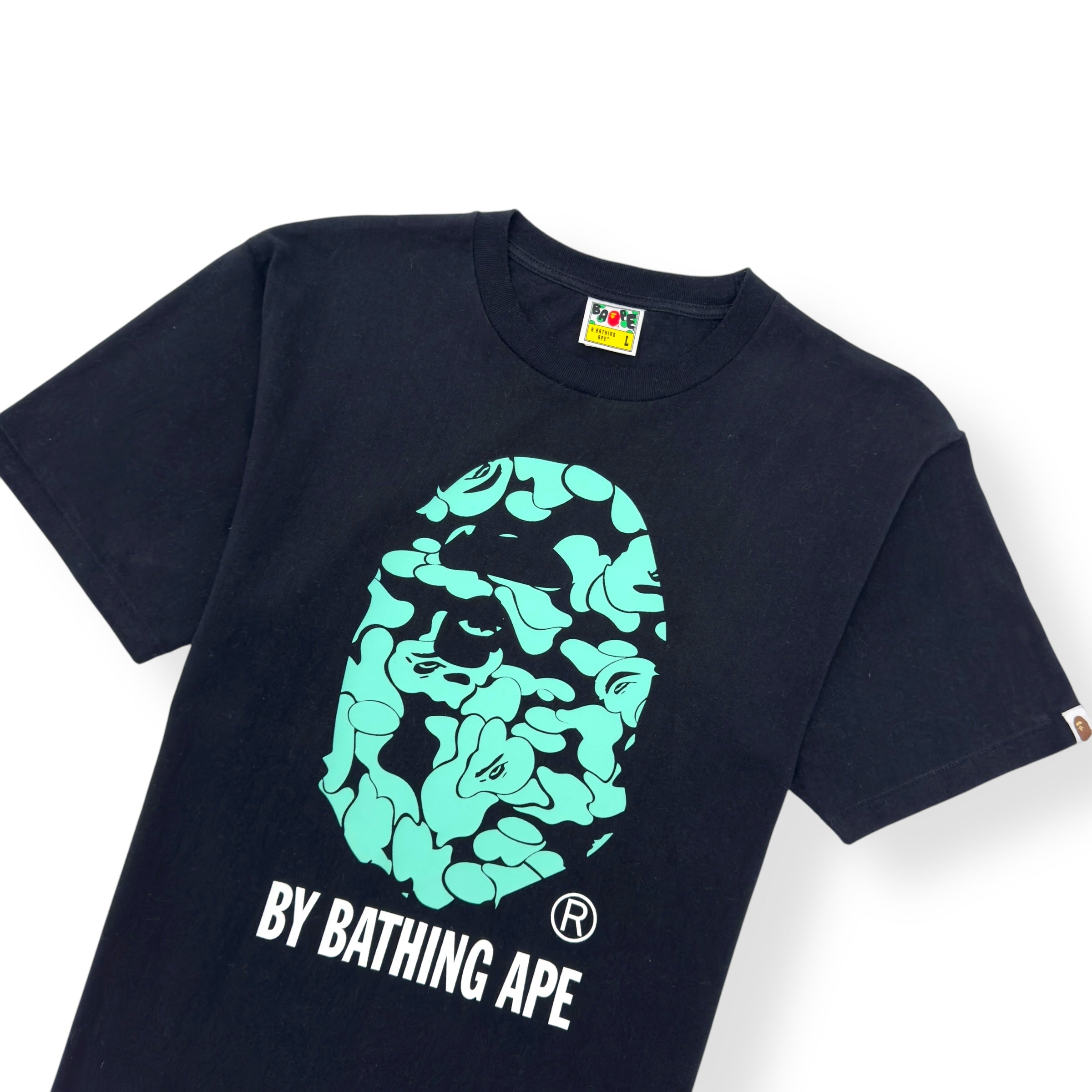 A BATHING APE TEXT CODE CAMO T-SHIRT BLACK L