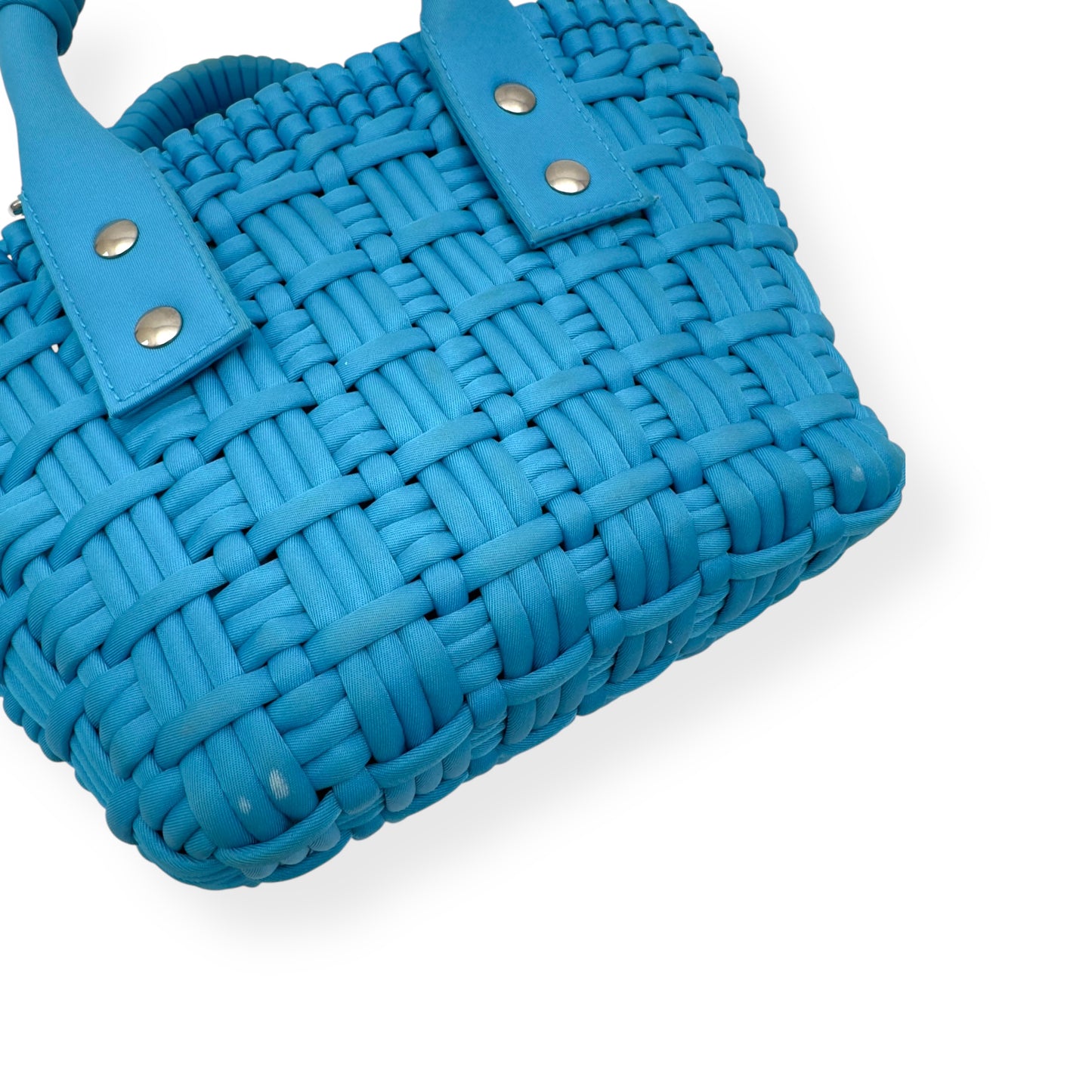 BALENCIAGA BISTRO RECYCLED NYLON BASKET BAG BLUE XXS