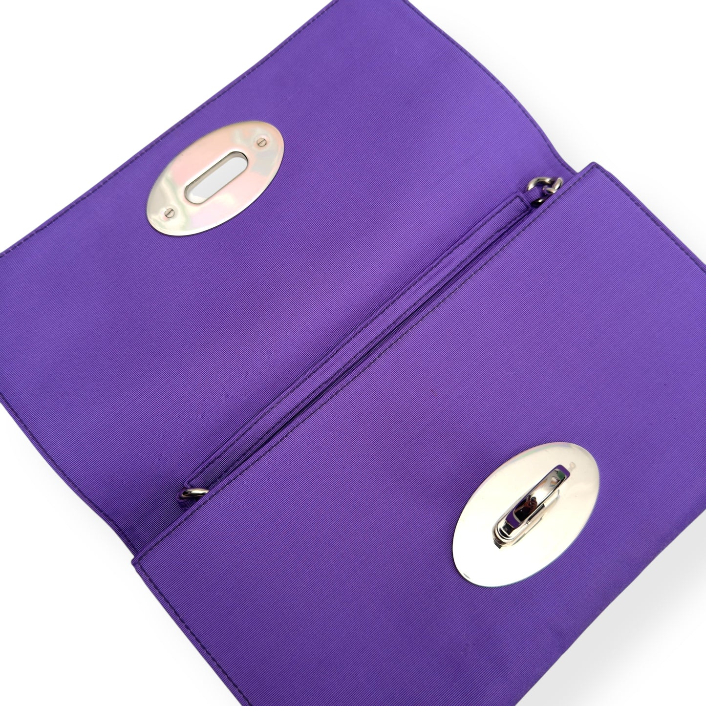 MULBERRY CLOTH CLUTCH WALLET PURPLE / SILVER